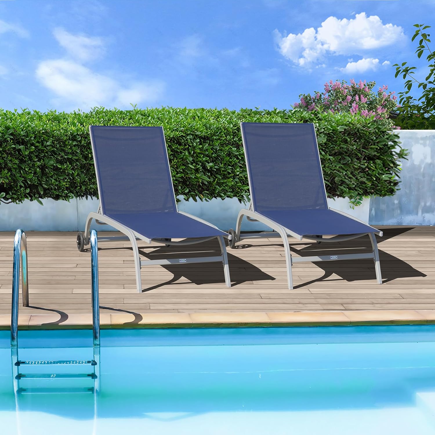Amazon.com: Domi Outdoor Chaise Lounge Set of 2, Patio Lounge Chairs ...