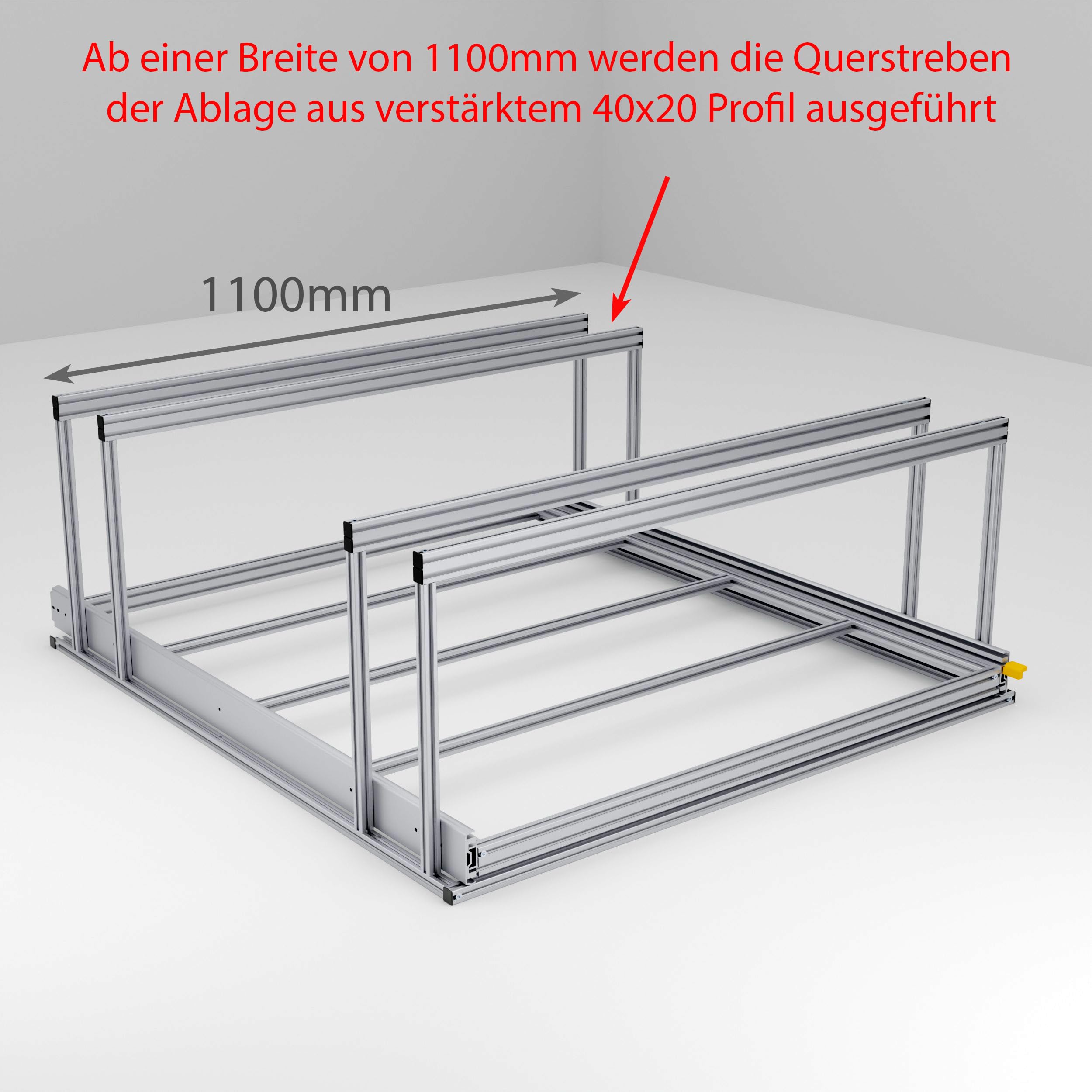 Heckauszug mit Ablage für Camper, sehr lang - 150cm, 220kg Auszug (Breite: Individuell)