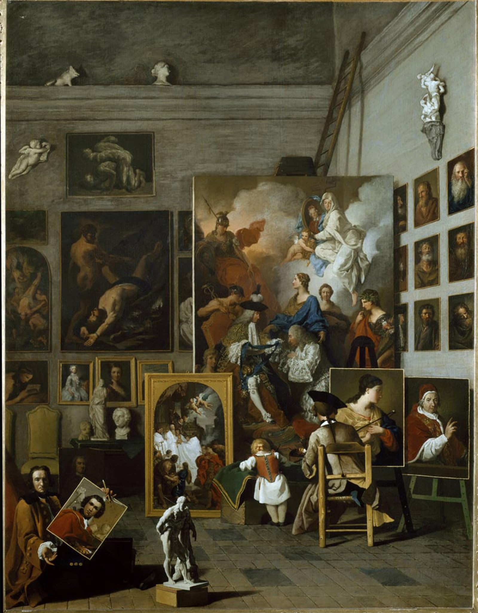ARTXLXXBN Famous Painting Canvas Artwork Graffiti Print the Artist's Workshop by Pierre Subleyras Portrait Canvas Image for Home Decor 60x90cm