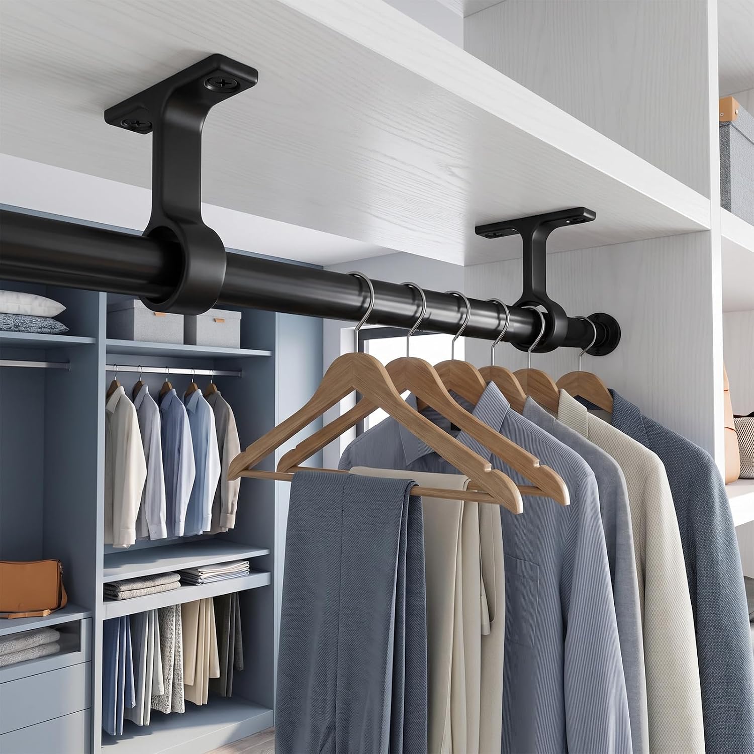 2 Pack 1 5/16 in Diameter Round Closet Rod Bracket Center Support