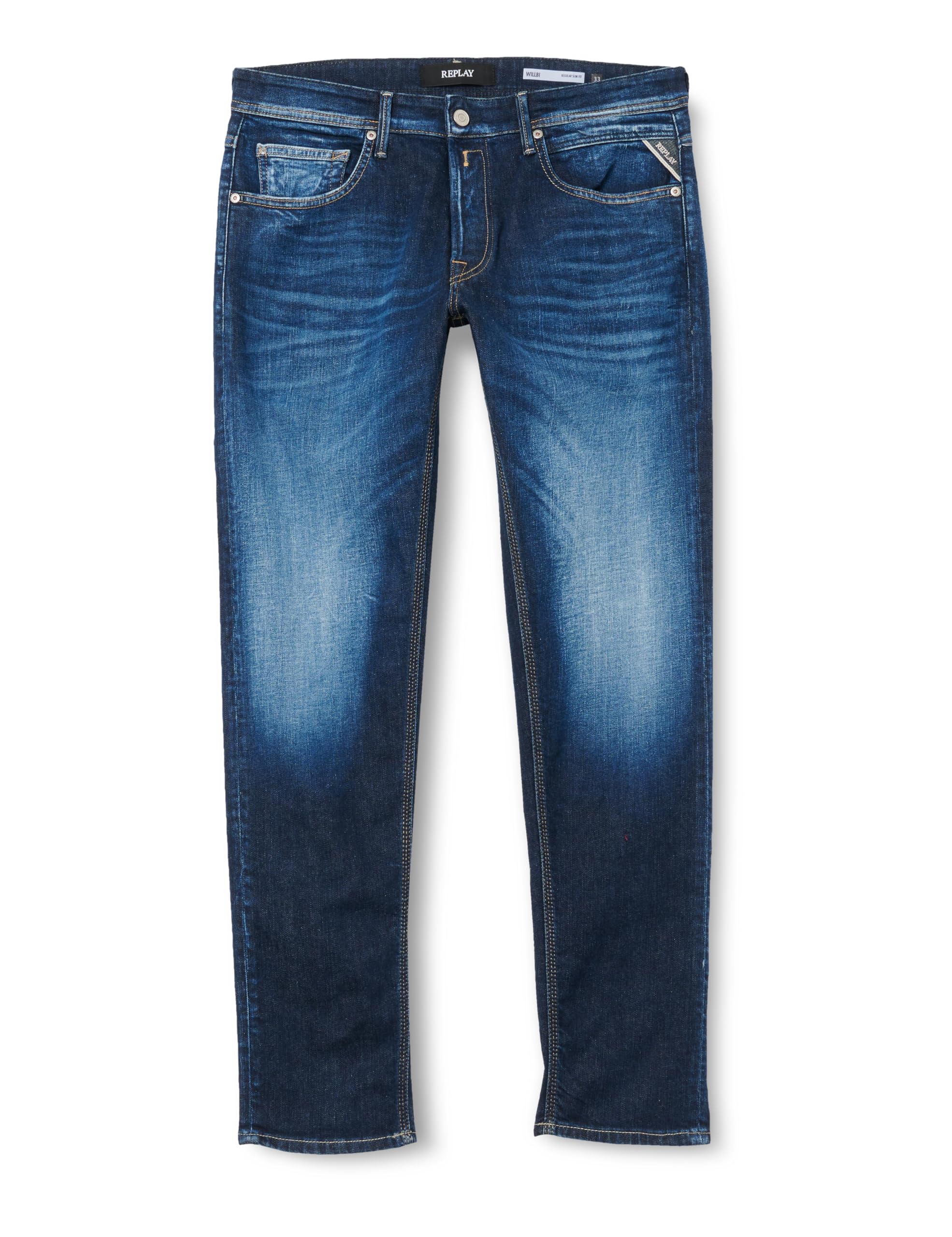 REPLAY Herren Jeans Willbi Regular-Fit Bio, Dark Blue 007 (Blau), 31W / 34L