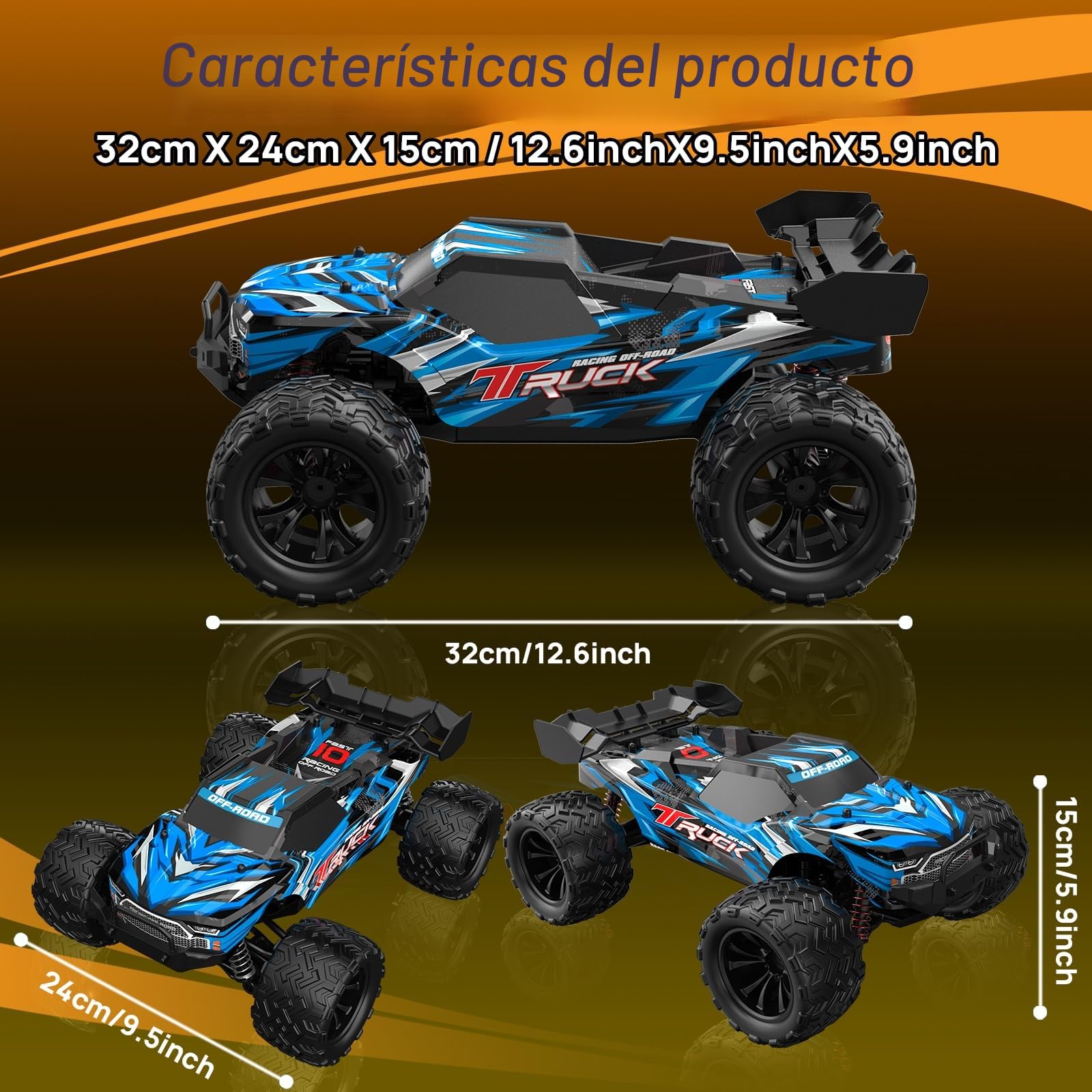 Coche teledirigido 1:16, 40 km/h, camión monstruo teledirigido rápido para adultos, 4WD teledirigido Monster truck RC Cars Coche para niños a partir de 8 + 10 años