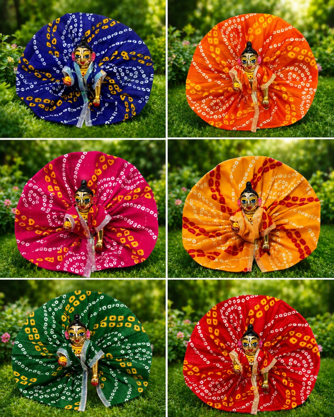 Laddu Gopal Cotton Dress (Pack of 6) | Handmade Bandhani Poshak for Kanha Ji | Bal Gopal Designer Summer Dress for Size 0 1 2 3 4 (Size 4)-image-14