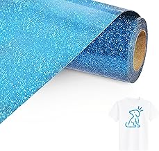 Bocguy Flex Blue Glitter Iron-On Vinyl 30.5cm x 305cm Cri-Cut Iron On Vinyl Easy to Cut & Weed, Roll of Glitter Iron-On Vinyl for Cri-Cut & Silhouette