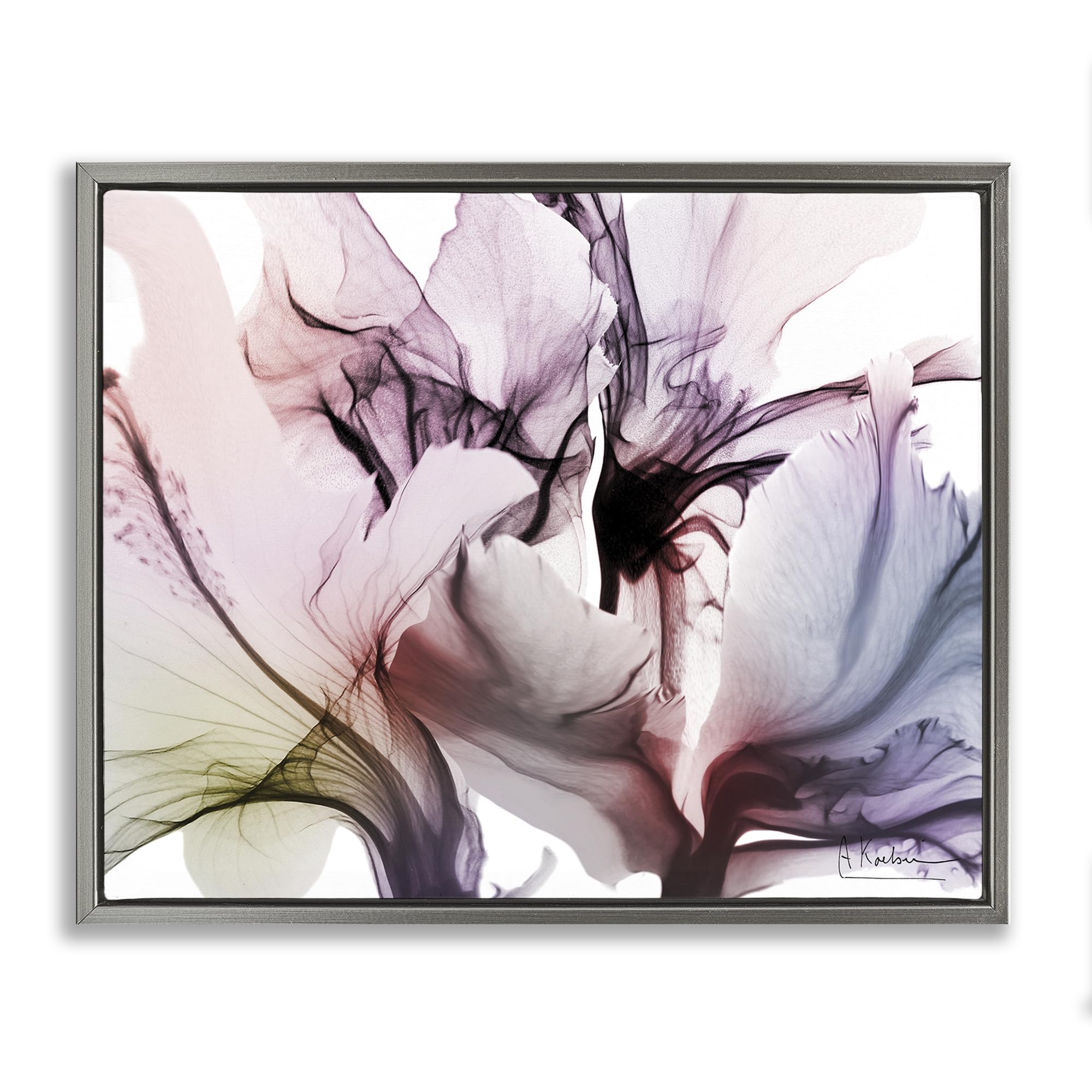 Stupell Industries 'Brilliant Song Flower Petals', Floating Frame Canvas Art, Gray, 21 x 17 Inches, Easy to Hang and Sturdy, Made in USA, by Albert Koetsier