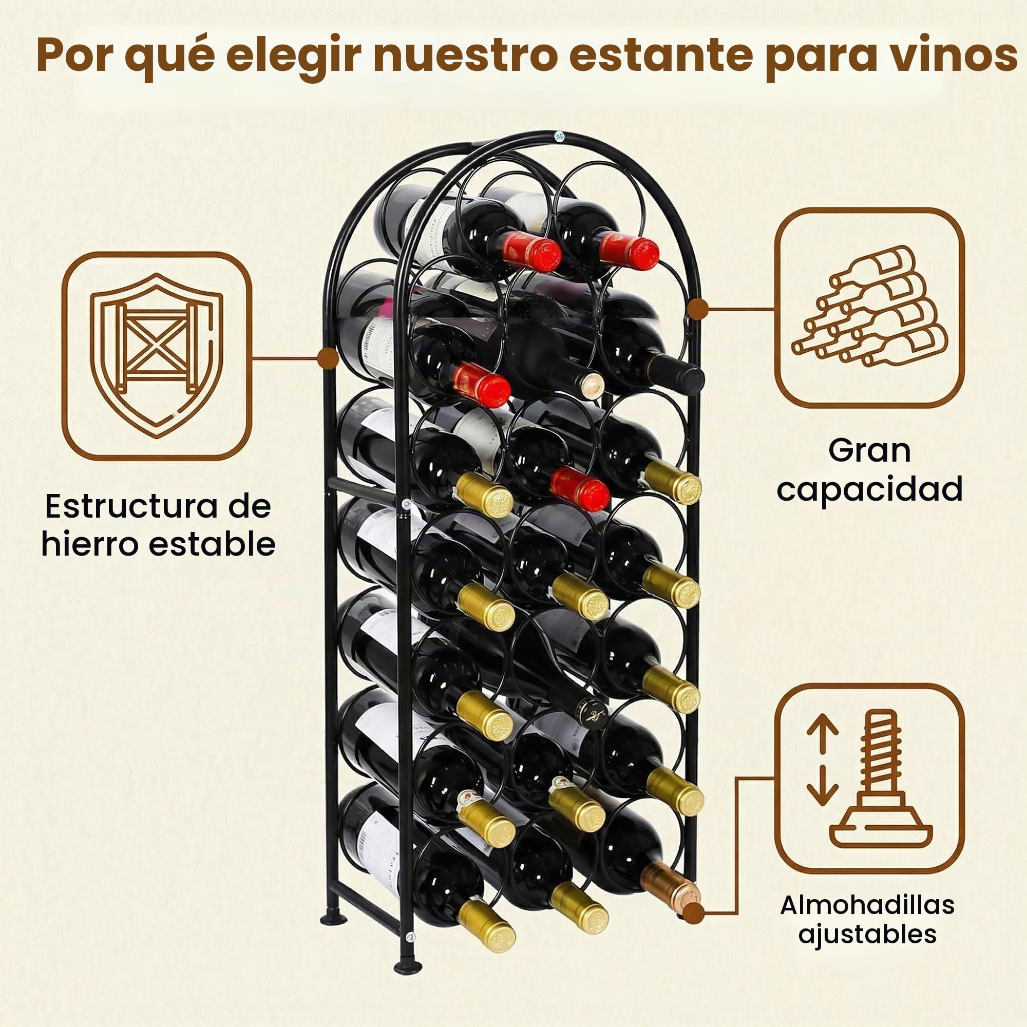 PAG 23 botellas Metal Vino Estante Soporte