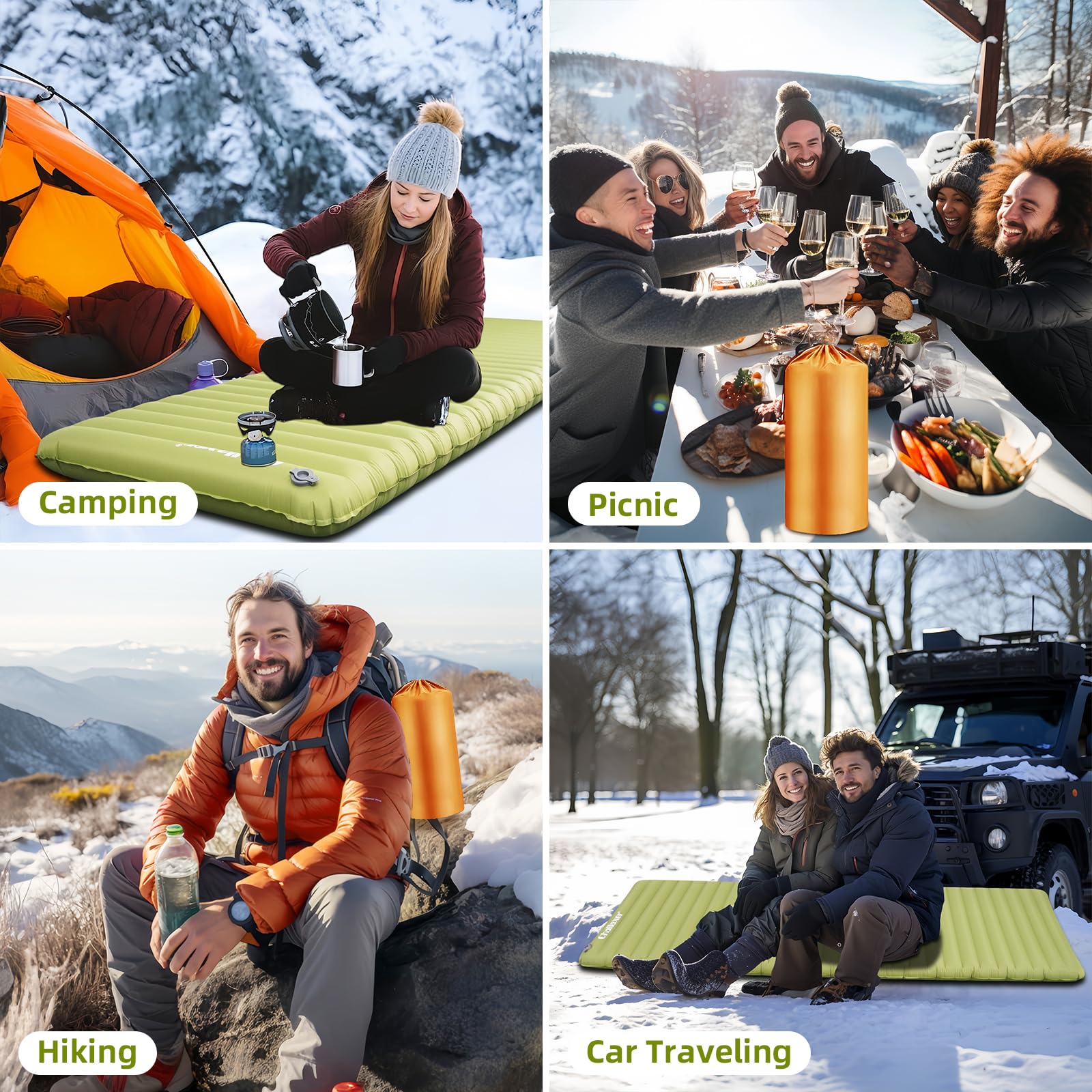 Ultraleichte aufblasbare Isomatte mit 5,8 R-Wert für Camping und Rucksackreisen, 182,9 x 66 cm, 9,2 cm Dicke, wasserdicht und einfach aufzublasen, leichte Isomatte für Abenteuer bei kaltem Wetter