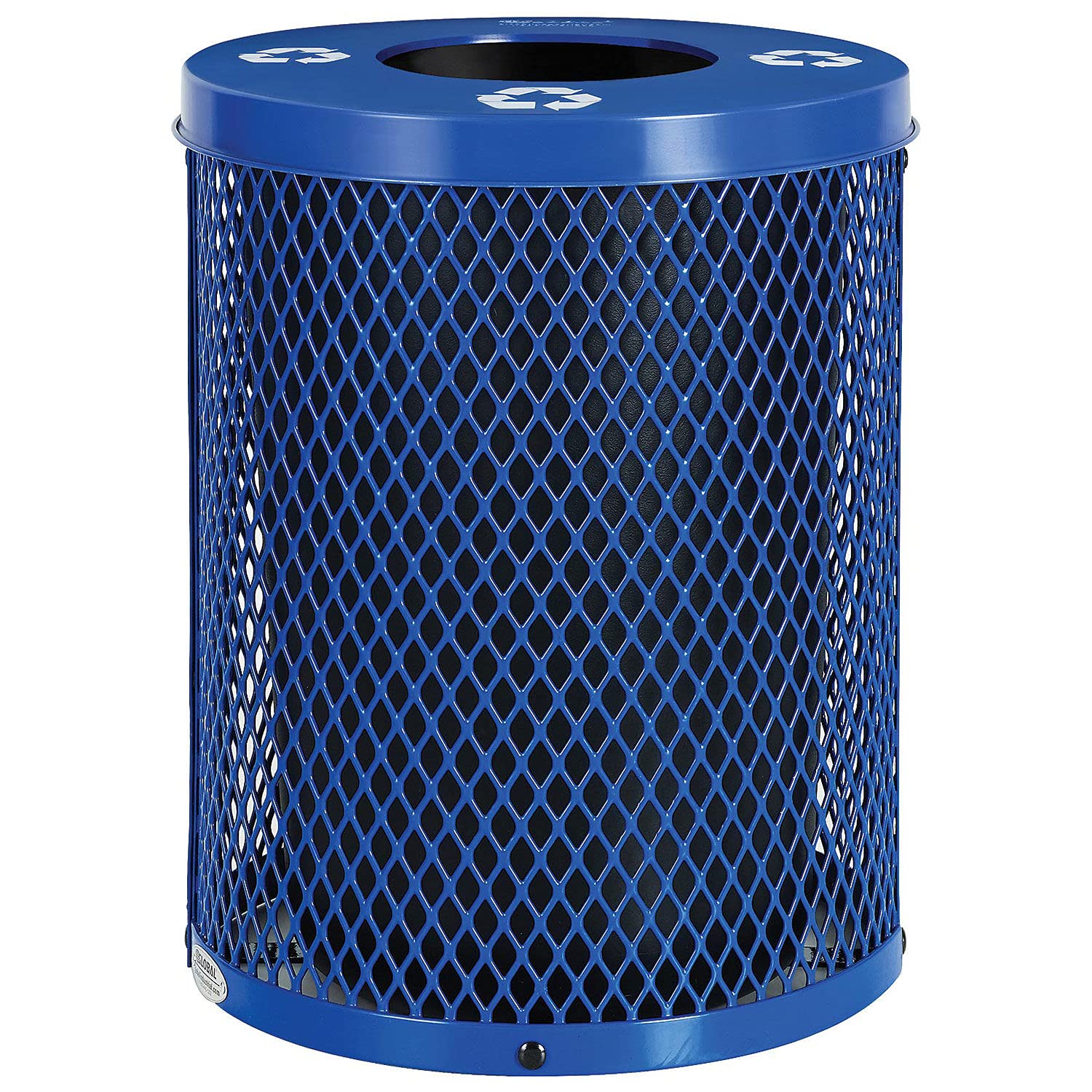 Thermoplastic Mesh Recycling Receptacle w/Flat Lid by Global Industrial – 32.0 gallons, Steel, Blue, Model 261958BL