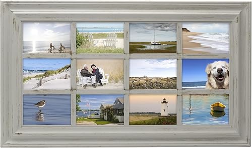 Miniatura 1 de MELANNCO Marco de collage de ventana para pared, decoración de pared, casa de campo, marco de fotos, muestra fotos de 4 x 6 pulgadas, 17 x 29