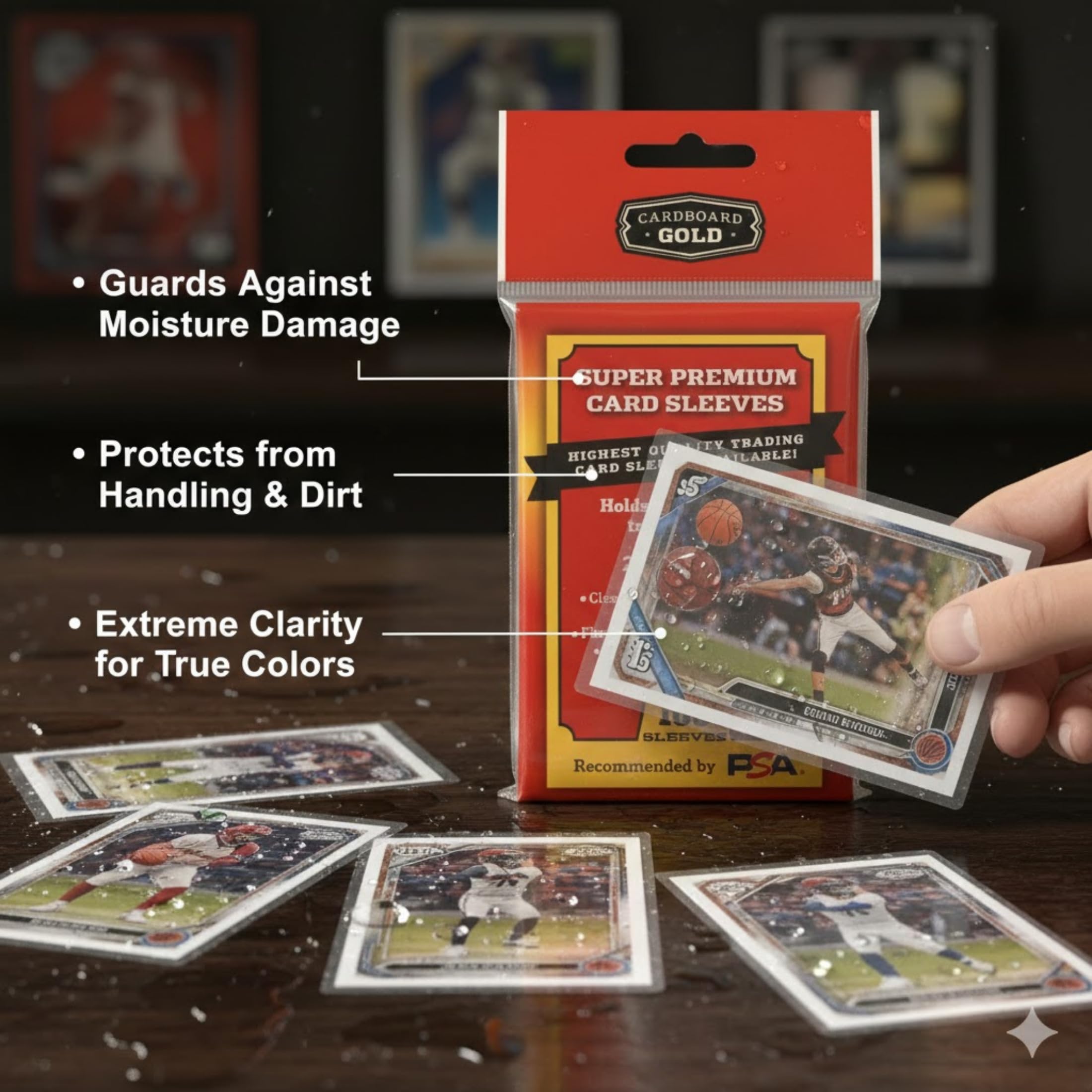 Amazon.com: Cardboard Gold Super Premium Card Sleeves - Penny Sleeves for  Trading Cards - Ultra Clear OPP 2 mil - 2 5/8