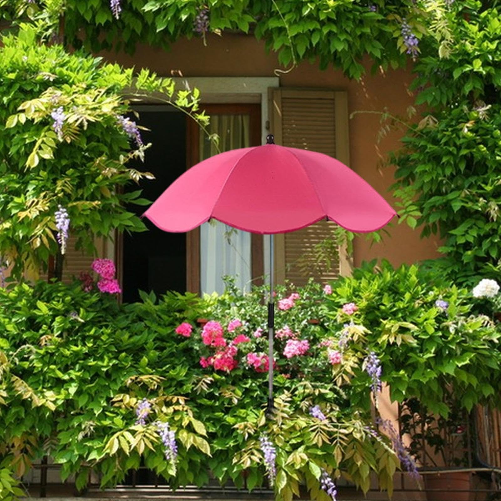 ????? Plant Umbrella for Outdoor Plants,Garden Cover,Larger Size Sun Protection Sturdy Shade Umbrella for Potted Plant, Pink