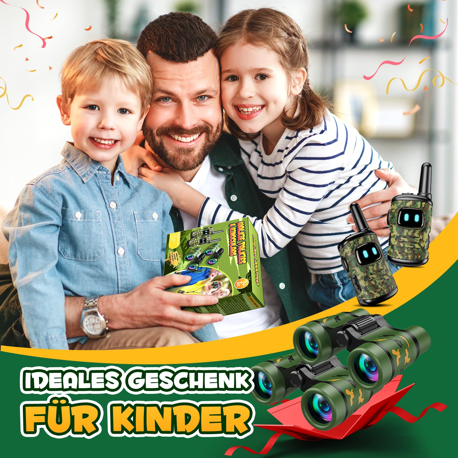 Dislocati Kinder Outdoor Spielzeug ab 3-9 Jahre - Walkie Talkie, Fernglas, Garten Spielzeug, Draußen Spiele, Ostergeschenke für Jungen & Mädchen