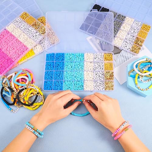 Miniatura 6 de Kit de 5000 piezas para hacer pulseras de cuentas de arcilla para niñas, cuentas de arcilla de la amistad para pulseras, cuentas amarillas,