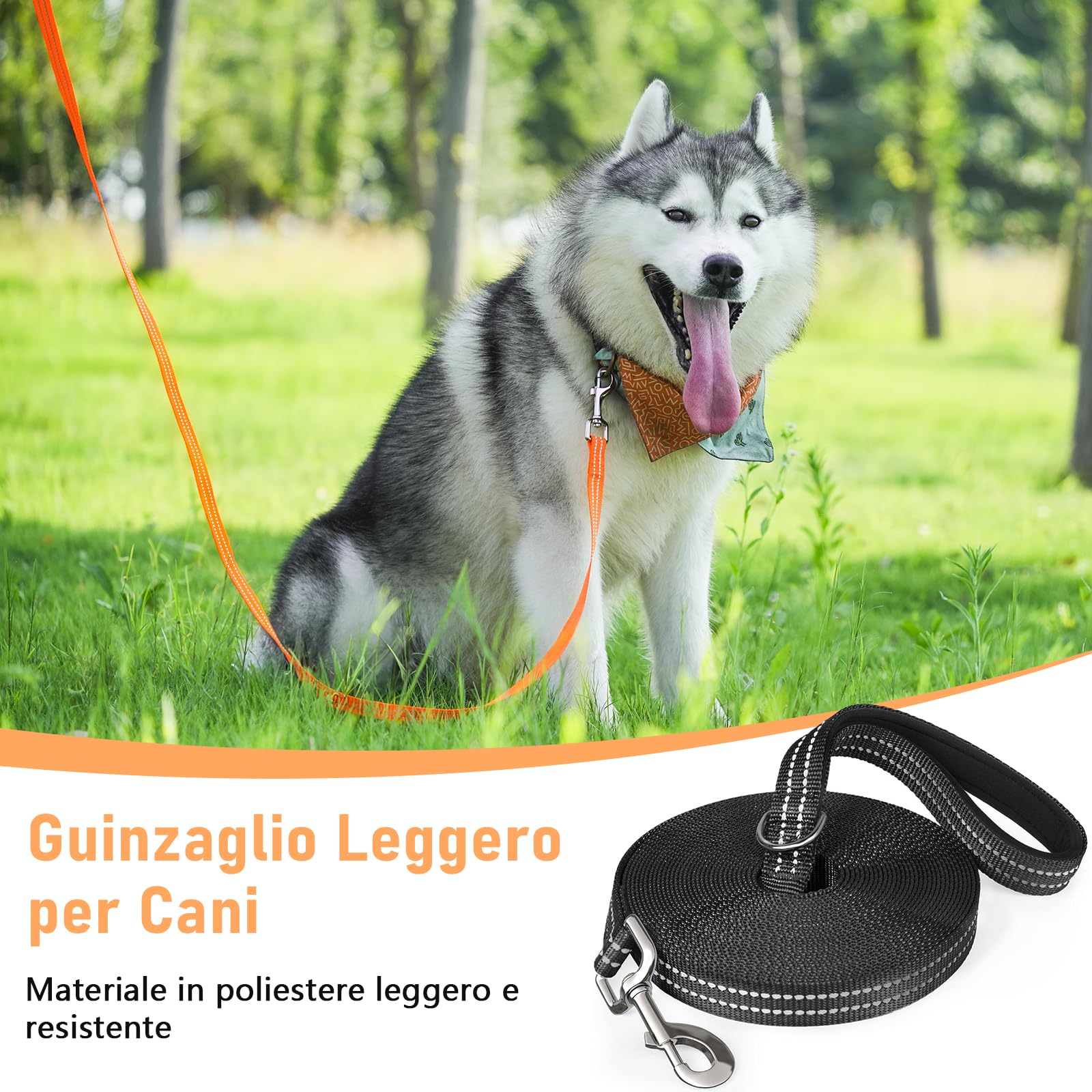 X XBEN Guinzaglio Addestramento per Cani Resistente e Leggero, 3M 5M 10M 15M 20M 25M 30M 50M Lunghina per Cane, Guinzaglio per Cani Con Impugnatura Comfort e fibbia a D, per Tutti i Cani