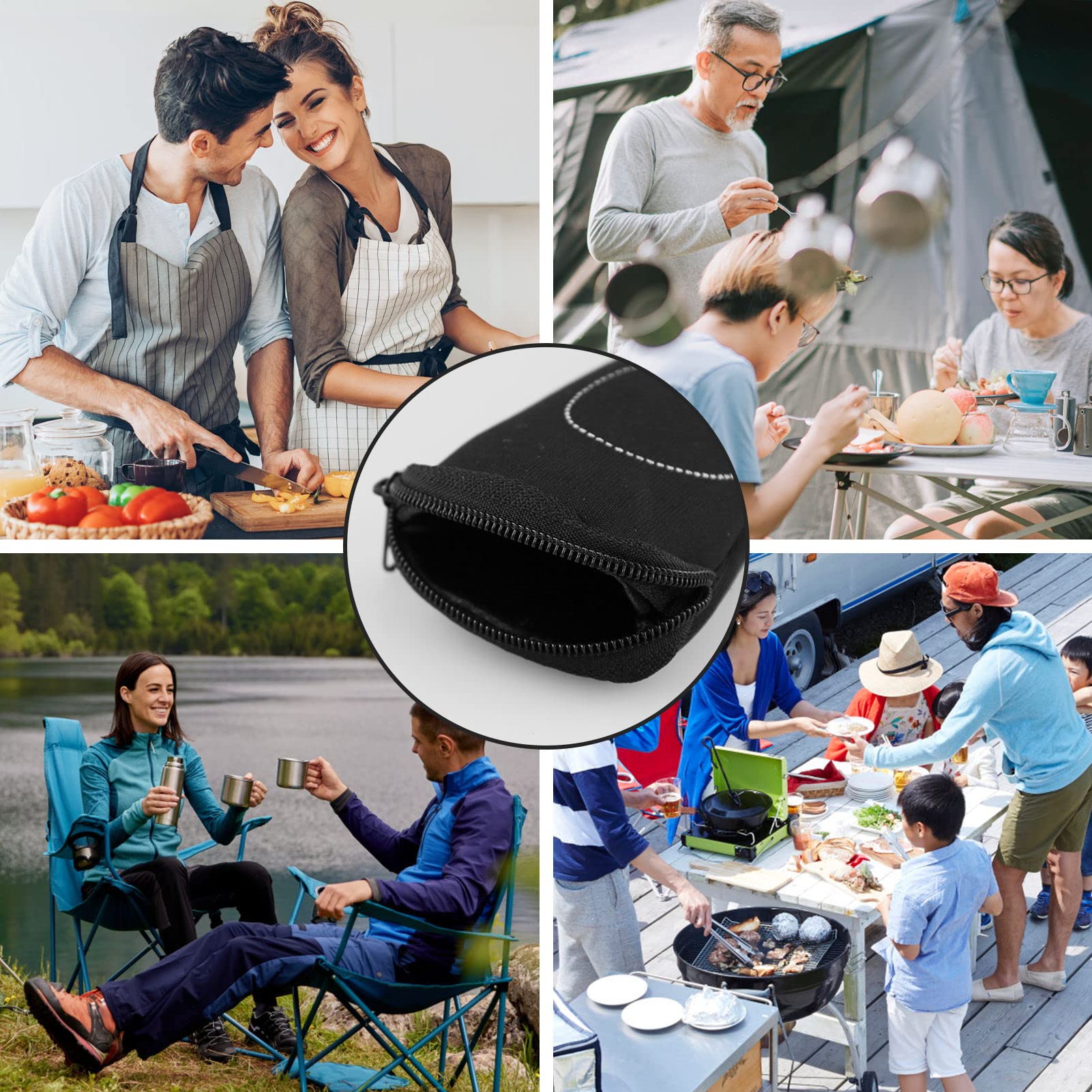 Set Di Posate In Acciaio Inox Con Custodia - 4 Pezzi Portatile Per Campeggio, Viaggi E Picnic - Foto 12