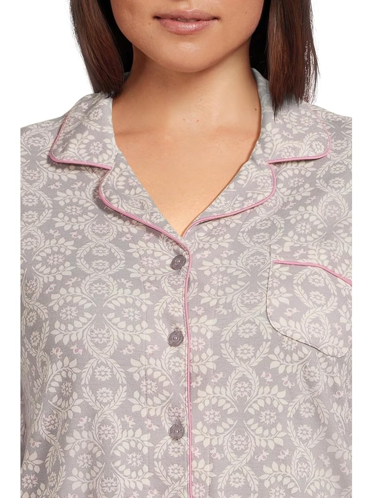 Gray Karen Neuburger Plus Novelty Long Sleeve Girlfriend Pajama Set