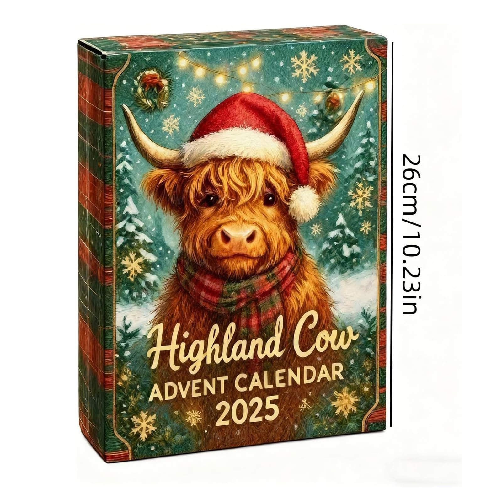 Calendario de Adviento de vaca de las Tierras Altas 2025, calendario de cuenta regresiva de Navidad de 24 días, calendario de Adviento 2025 con 24 adornos navideños de vacas de las tierras altas