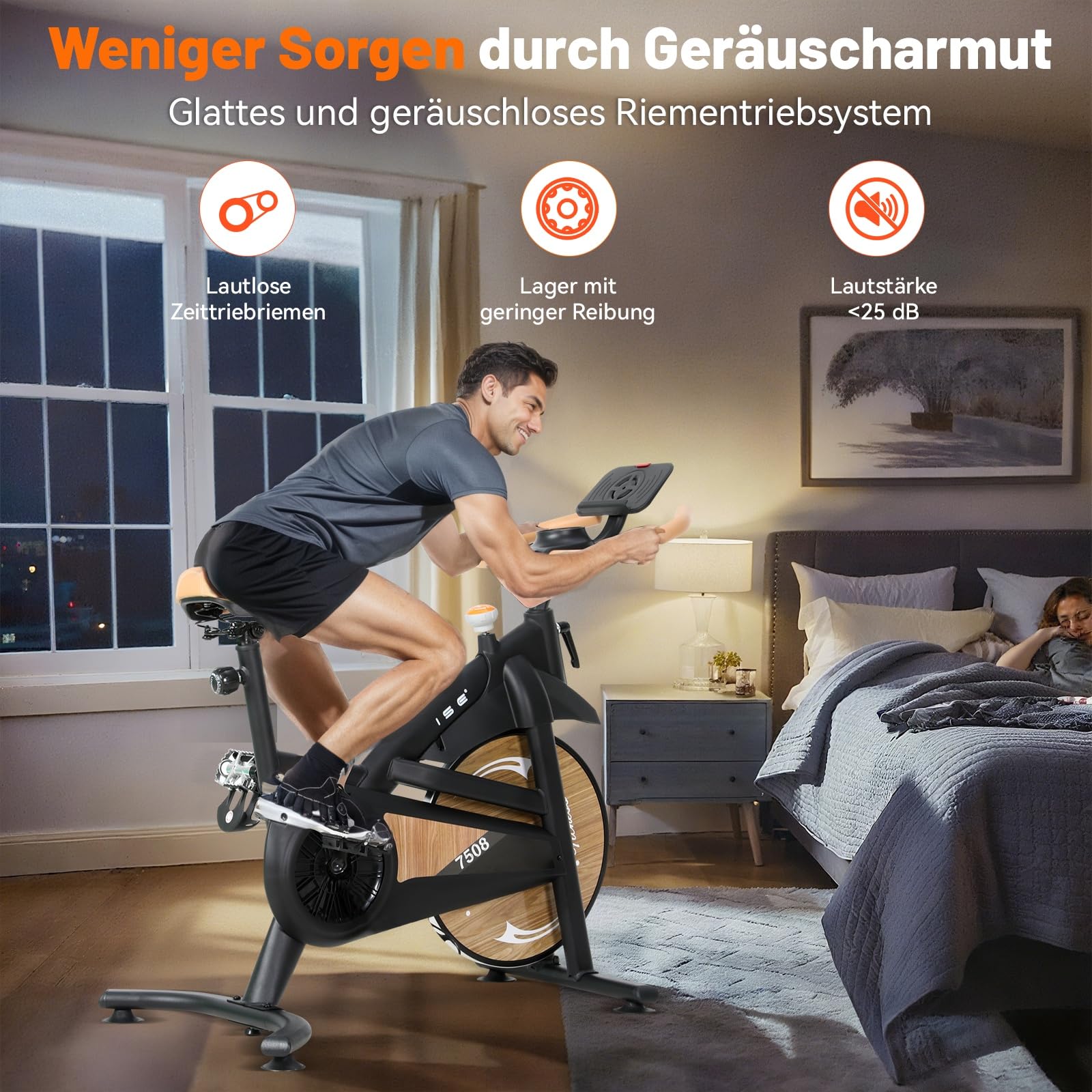 ISE Heimtrainer Fahrrad mit Verstellbarem Magnetischem Widerstand, Leises Hometrainer Fahrrad mit LED-Monitor, Tablet-Halter, Indoor Cycling Bike für Kardiotraining zu Hause,Bis 130KG