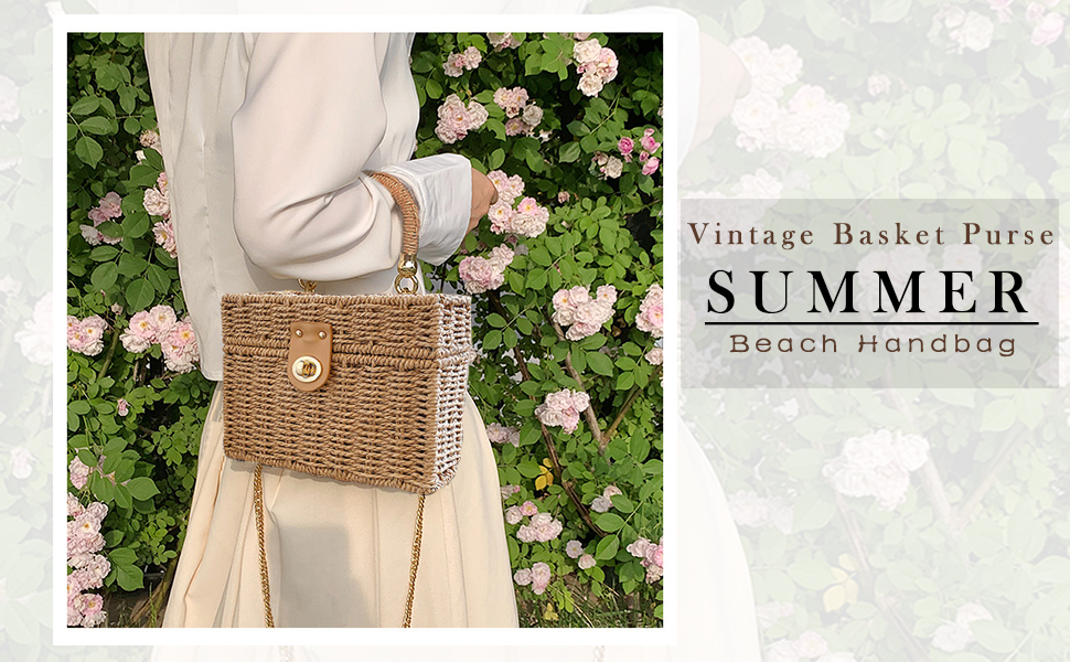 Summer Straw Purse Beach Shoulder Bags for Women Cute Wicker Woven