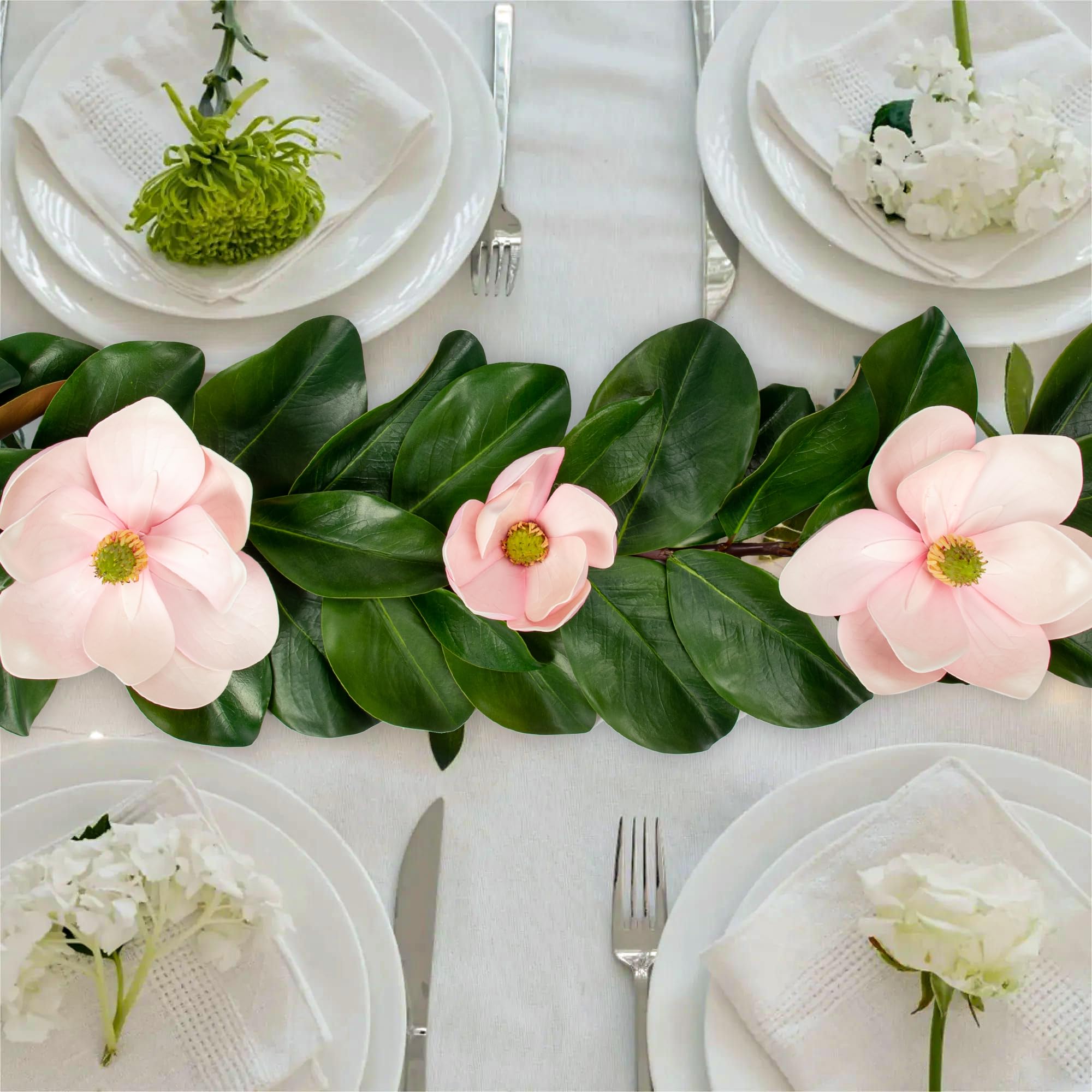 Girlanda ze sztucznej magnolii, 15 m, sztuczny różowy kwiat, prawdziwe w dotyku, kwiaty, zieleń, winorośl, sztuczny liść magnolii, girlandy, kwiatowe girlandy, dekoracja na łuk ślubny, kominek