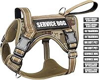 WINSEE Tactical No Pull Dog Harness with Handle & MOLLE - Military Service Vest for Medium Large Dogs Training Hiking