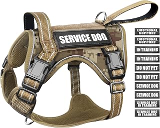 WINSEE Tactical No Pull Dog Harness with MOLLE & Handle for Medium Large Dogs - Military Service Training Vest