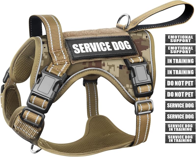 Peitoral Vest para Cães WINSEE com Sistema MOLLE, Alças Refletivas e 10 Adesivos