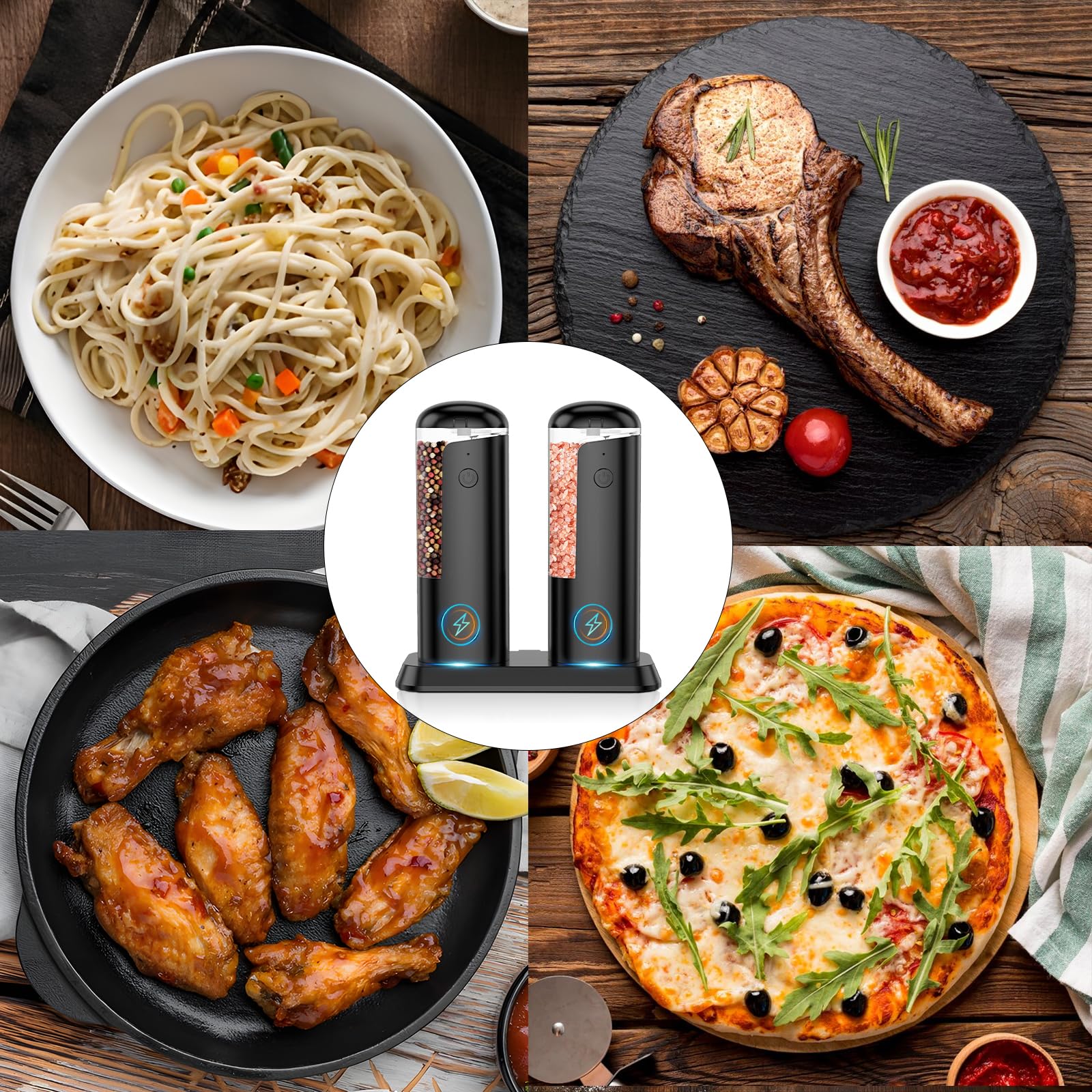 Rechargeable Electric Salt & Pepper Grinder Set -7 Rechargeable Electric Salt & Pepper Grinder Set -7