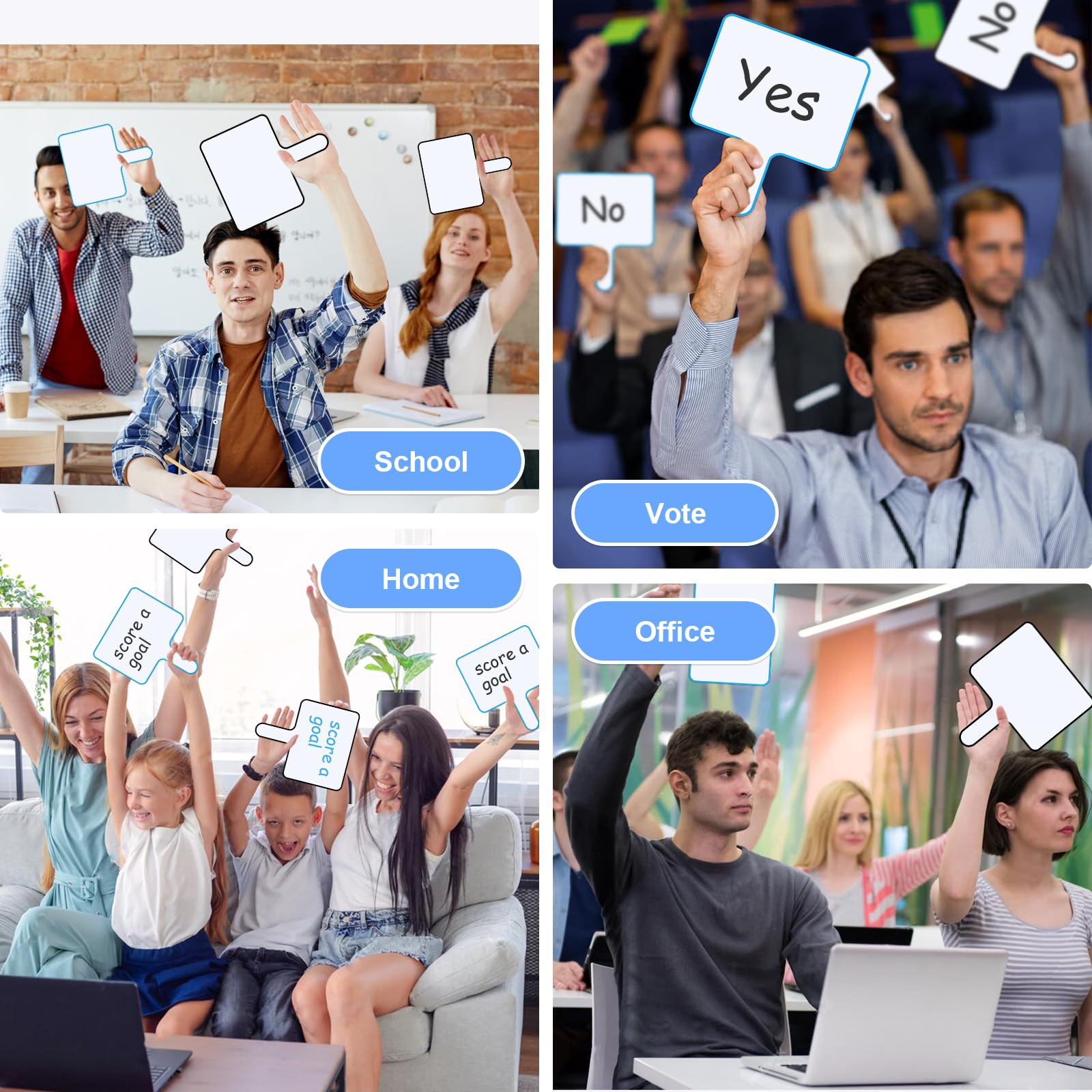 Elezeal Double-Sided Writing Tablet,Erasable Handheld Whiteboard 2 Pack, Dry Erase Signs Auction Paddles for Classroom Office Meeting Voting Bridal Shower Games — view 6