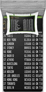 Ambesonne Airport Fitted Sheet & Pillow Sham Set, Digitally Generated Departure Board Flight Timetable List, Decorative Printed 2 Piece Bedding Decor Set, Twinxl, White Charcoal Grey