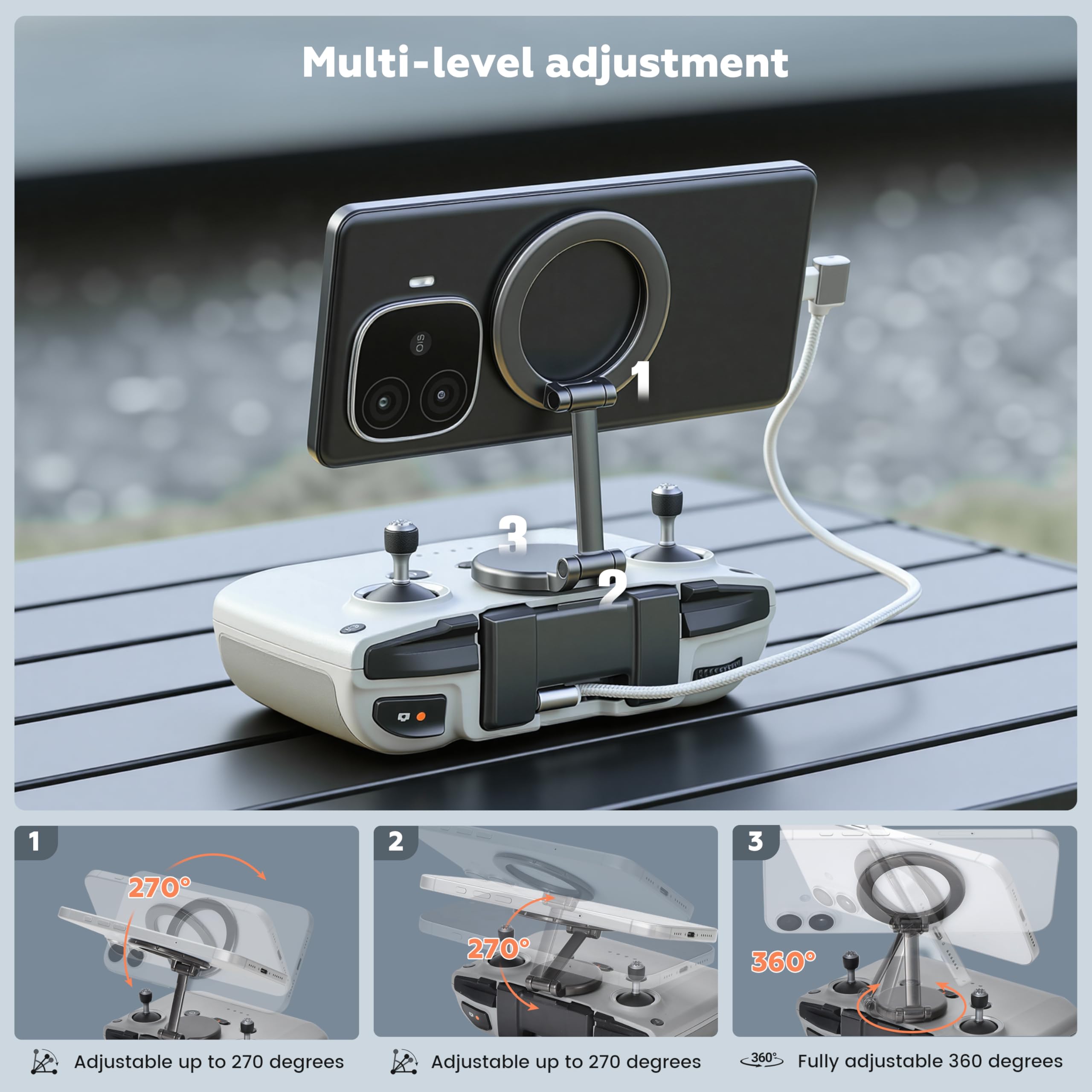 STARTRC Support magnétique réglable pour téléphone portable pour télécommande RC-N1 / N2 / N3, pour Neo, Mini 4 Pro/4K/3/2/2 SE Air 3S/3 - 5