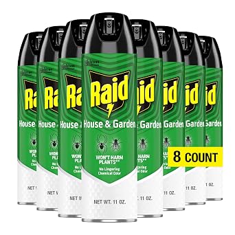 Raid House & Garden Bug Killer Aerosol Kills Bugs on Contact Wont Harm Plants Indoor and Outdoor Use 11 Ounce Pack of 8