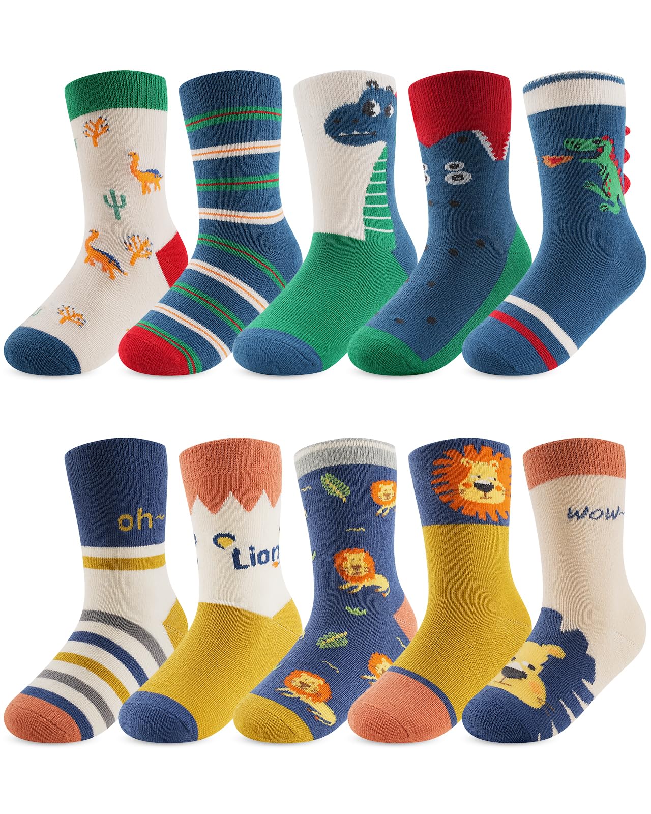 Kyopp 10 Paar Socken Kinder Mädchen und Jungen Funny Socken Lustig Animals Cotton Socken Crew Socks Winter/Sommer