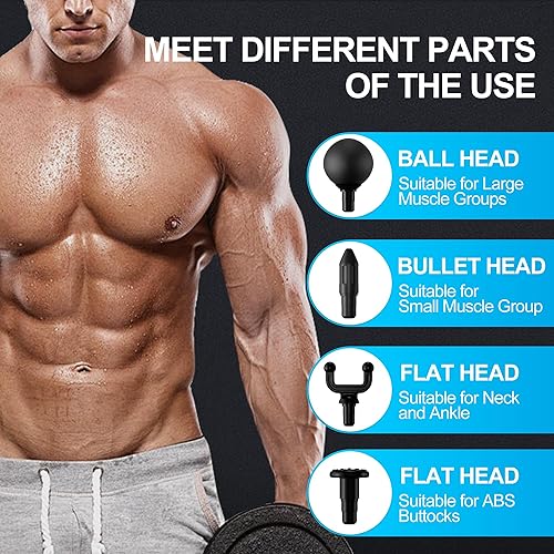 Miniatura 4 de Mini pistola de masaje, masajeador portátil de espalda muscular de tejido profundo, masajeador de percusión de mano para aliviar el dolor con 6