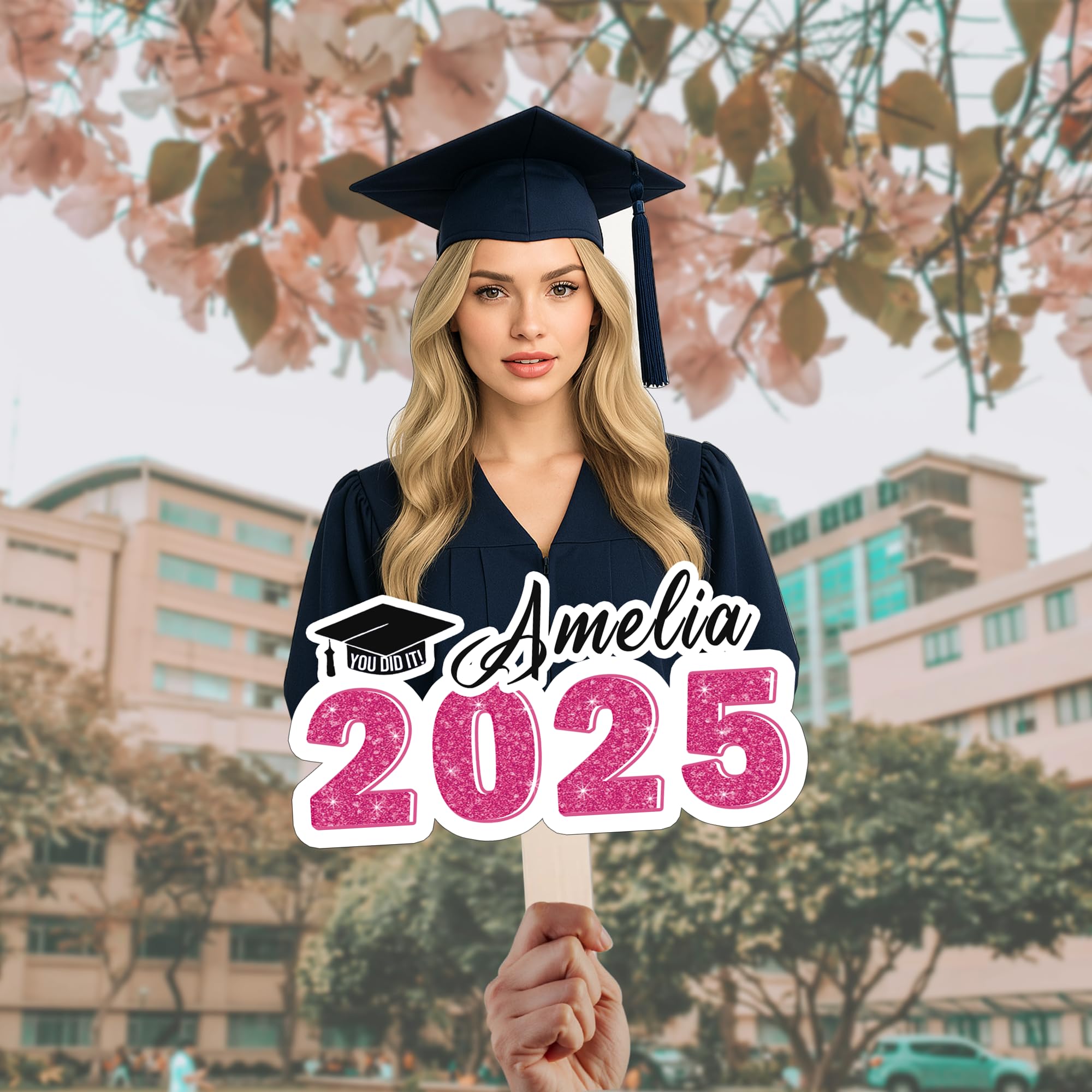 Graduation Big Head Cutout – Custom Big Face on a Stick, Personalized Cardboard Cutout for Graduation 2025