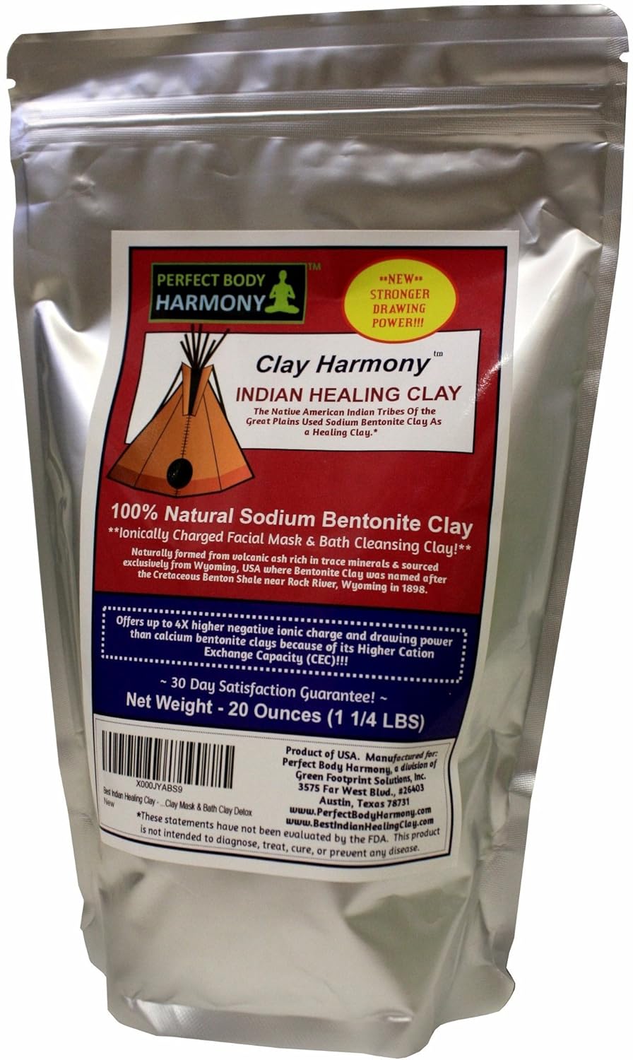 CLAY HARMONY 20 OZ Best Indian Healing Clay Sodium Bentonite (Stronger than Calcium