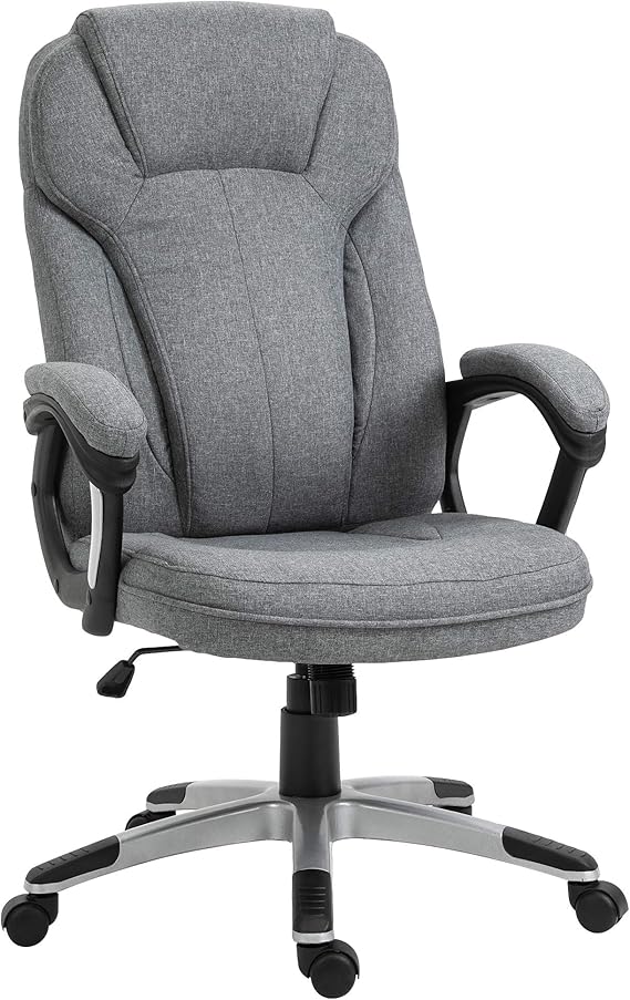 Vinsetto Office Chair, Linen Fabric Desk Chair, Height Adjustable