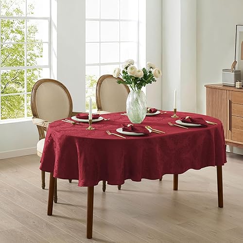 Vista 145 de Newbridge Barcelona - Manteles de tela de damasco, no planchables, antimanchas Borgoña