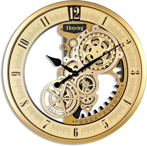 Reloj de pared industrial, sin tictac, equipo de mudanza vintage, funciona con pilas, reloj de metal antiguo original con decoración steampunk para