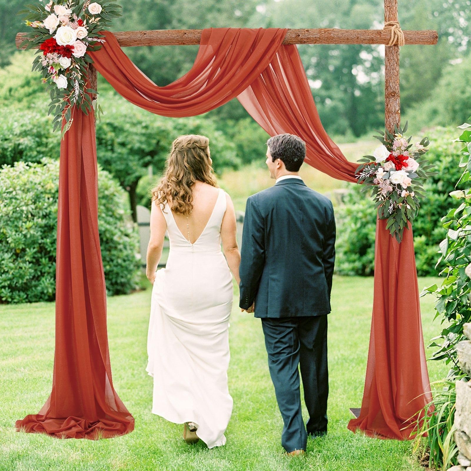Drapierungsstoff For Hochzeitsbögen, 3 Paneele, 6 M, Chiffonstoff, Hochzeitsvorhänge, DIY-Dekoration, Transparentes Hintergrundvorhang-Set For Dekorationen For Hochzeitszeremonien, Partys Und Empfänge