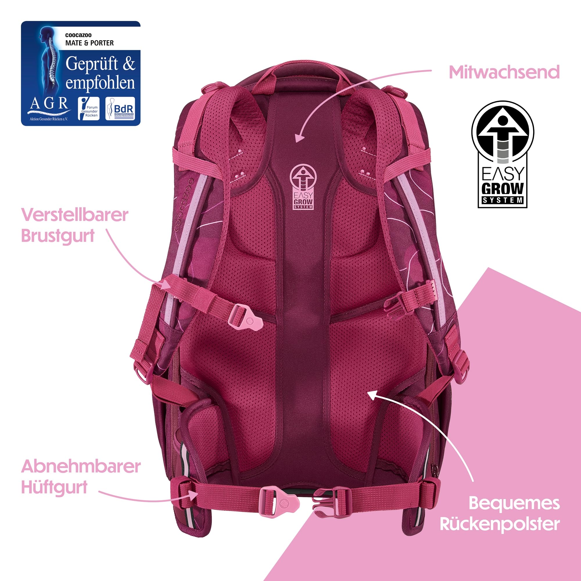Coocazoo Schulrucksack Porter, ergonomischer Tornister, höhenverstellbar, mit Brustgurt & Hüftgurt, ab 3. Klasse