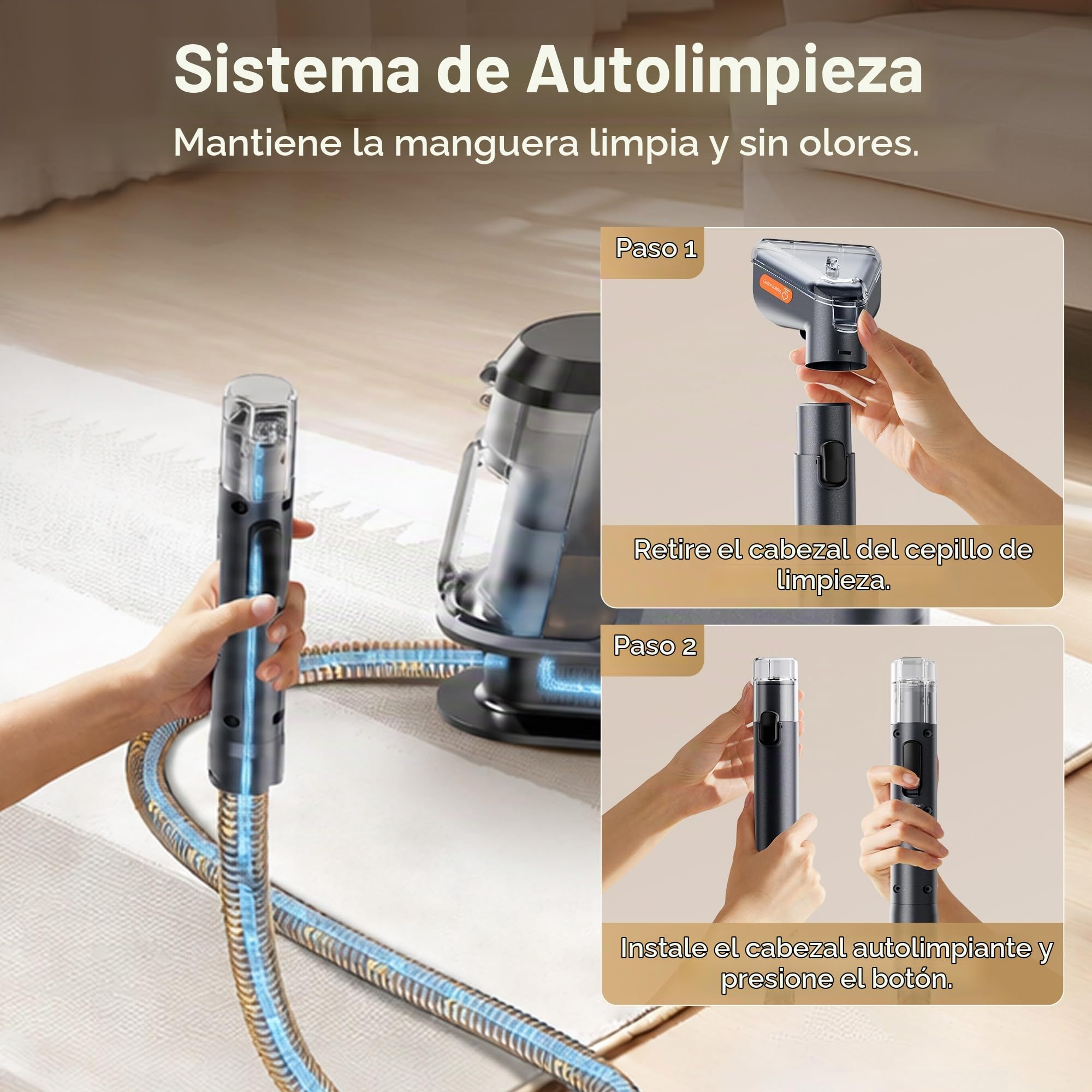 Uwant Máquina Limpiadora de Alfombras 22Kpa Aspiradora Portátil para Mascotas, Limpiador de Tapicerías con Solución Oxy Set de 1 para Manchas, Autos, Alfombras, Muebles