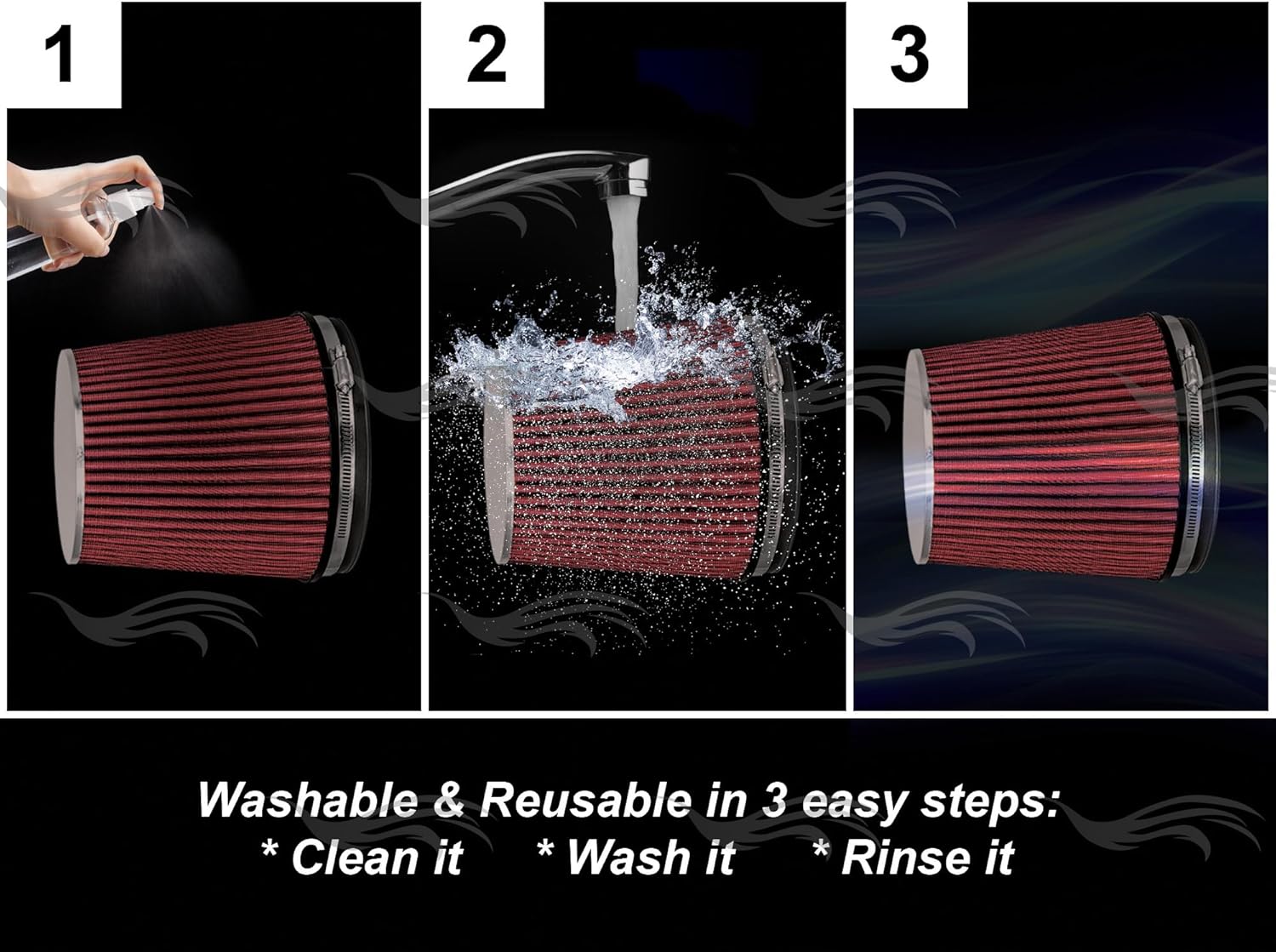 RSG Heat Shield Intake Kit RED Compatible For 11-18 Dodge Challenger/Charger/Chrysler 300 V6 3.6L ONLY