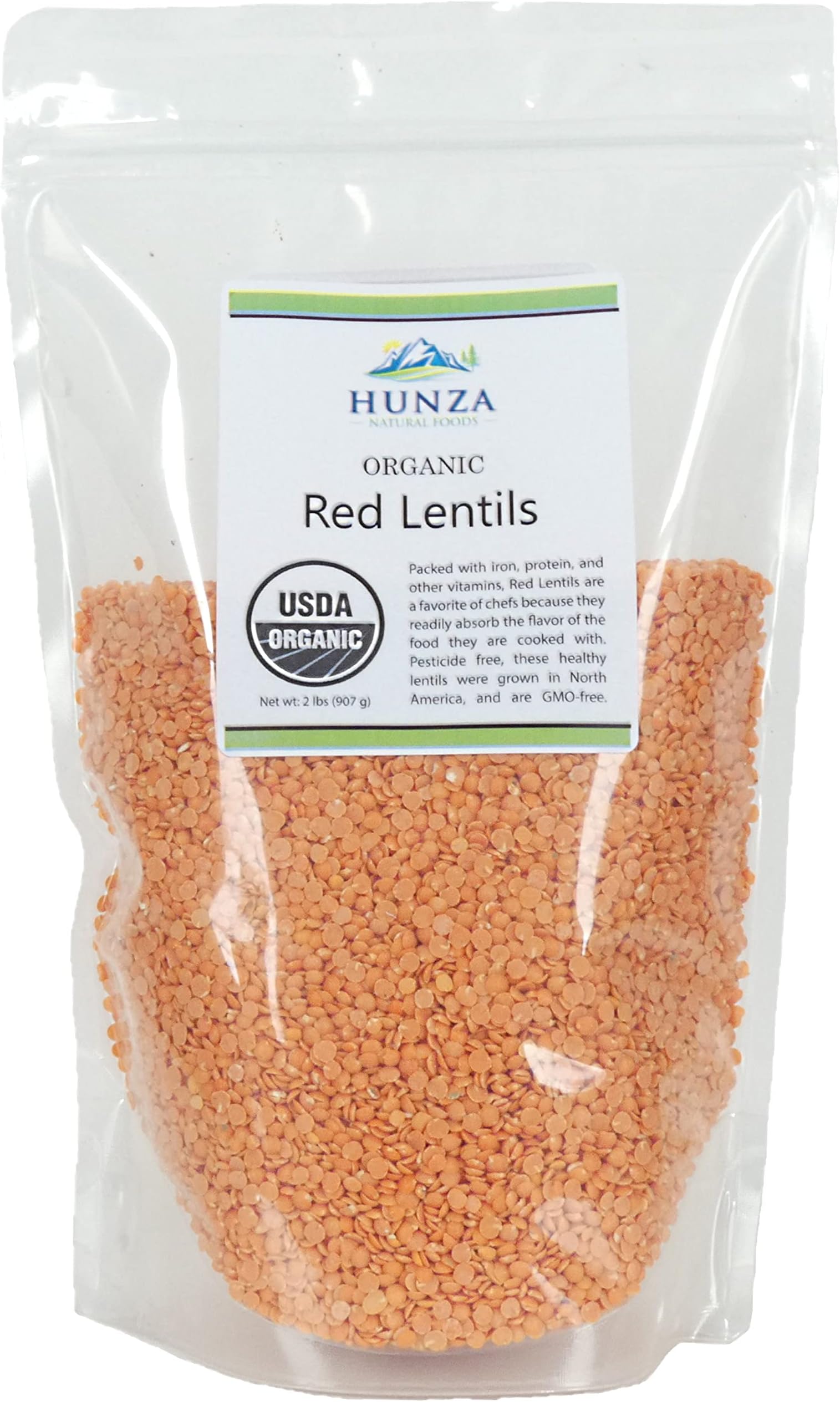 Organic Red Lentils - 2lbs (Hunza)