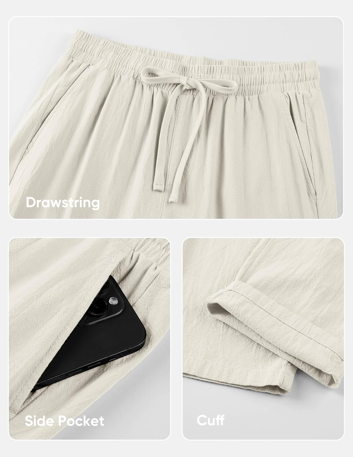 Dokotoo Men Mens Cotton Lightweight Drawstring Pants Casual Beach Pants for Vacation Daily - Image 5