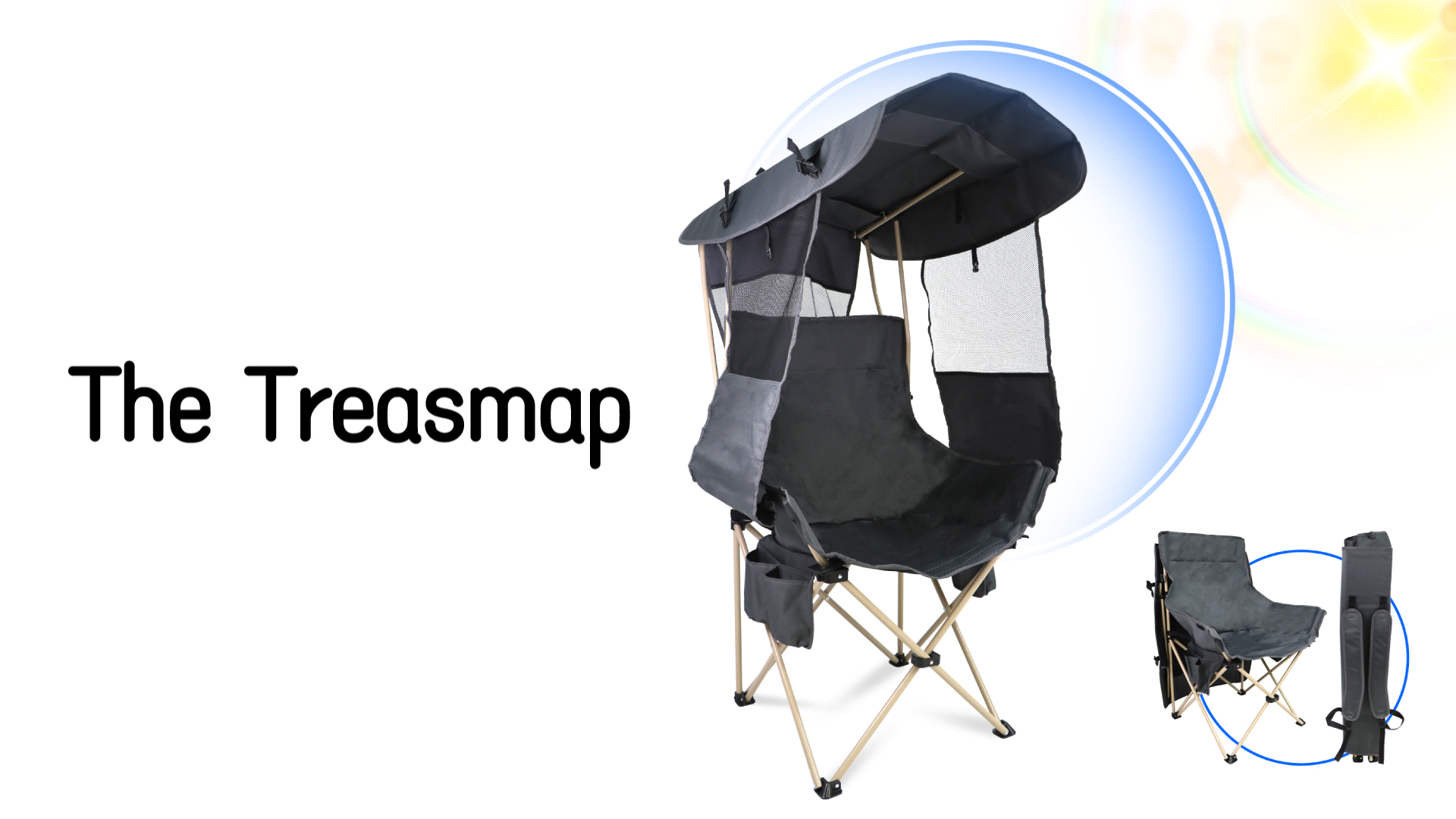 The Treasmap Canopy Camping Chair Silla de Camping Plegable con Dosel Gris miniatura 7