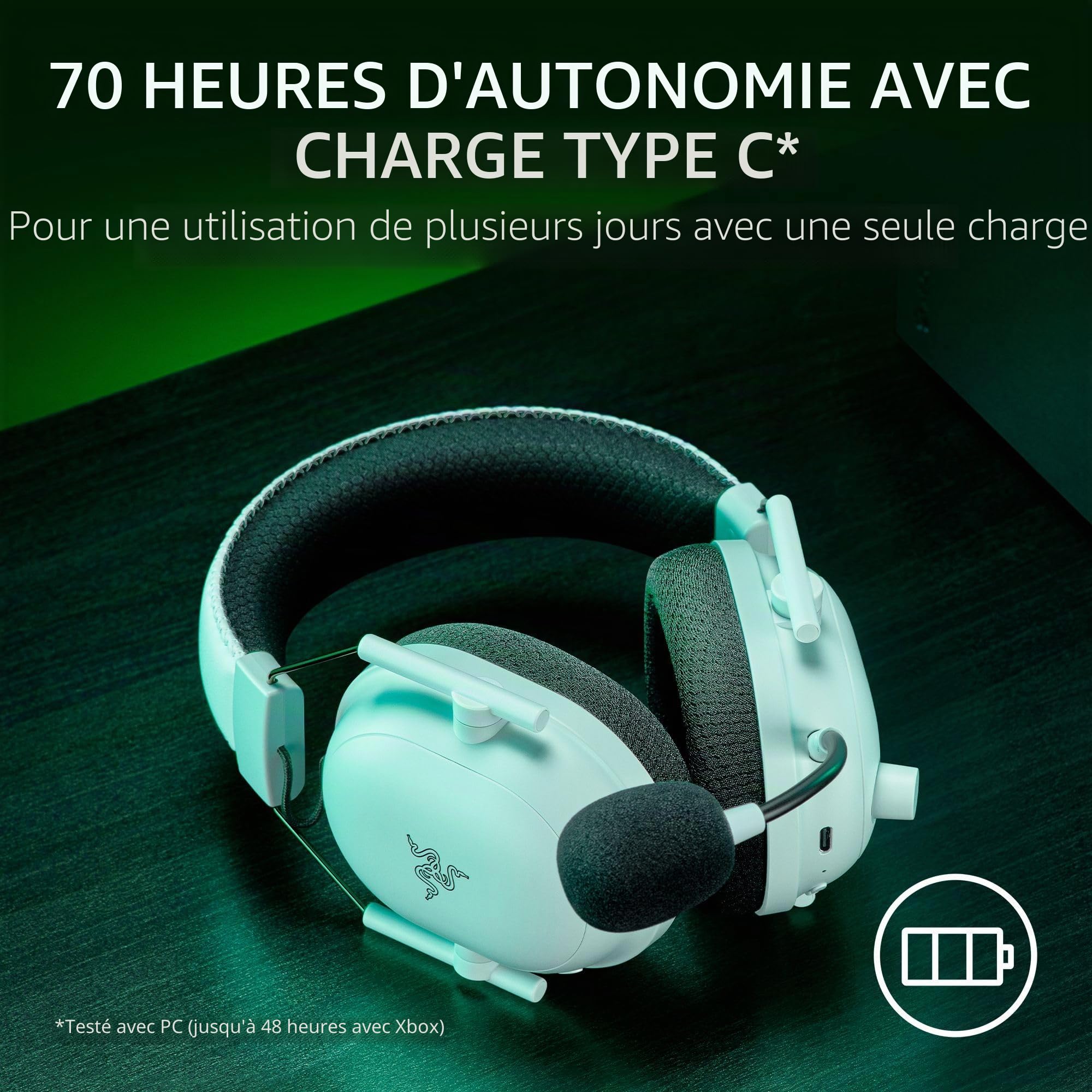Razer Blackshark V2 Pro (Xbox) - Casque E-Sports Console sans Fil pour Xbox S|X & One (Membranes Triforce 50mm, HyperSpeed Sans Fil 2.4GHz, Micro HyperClear Amovible) Blanc (Reconditionné)