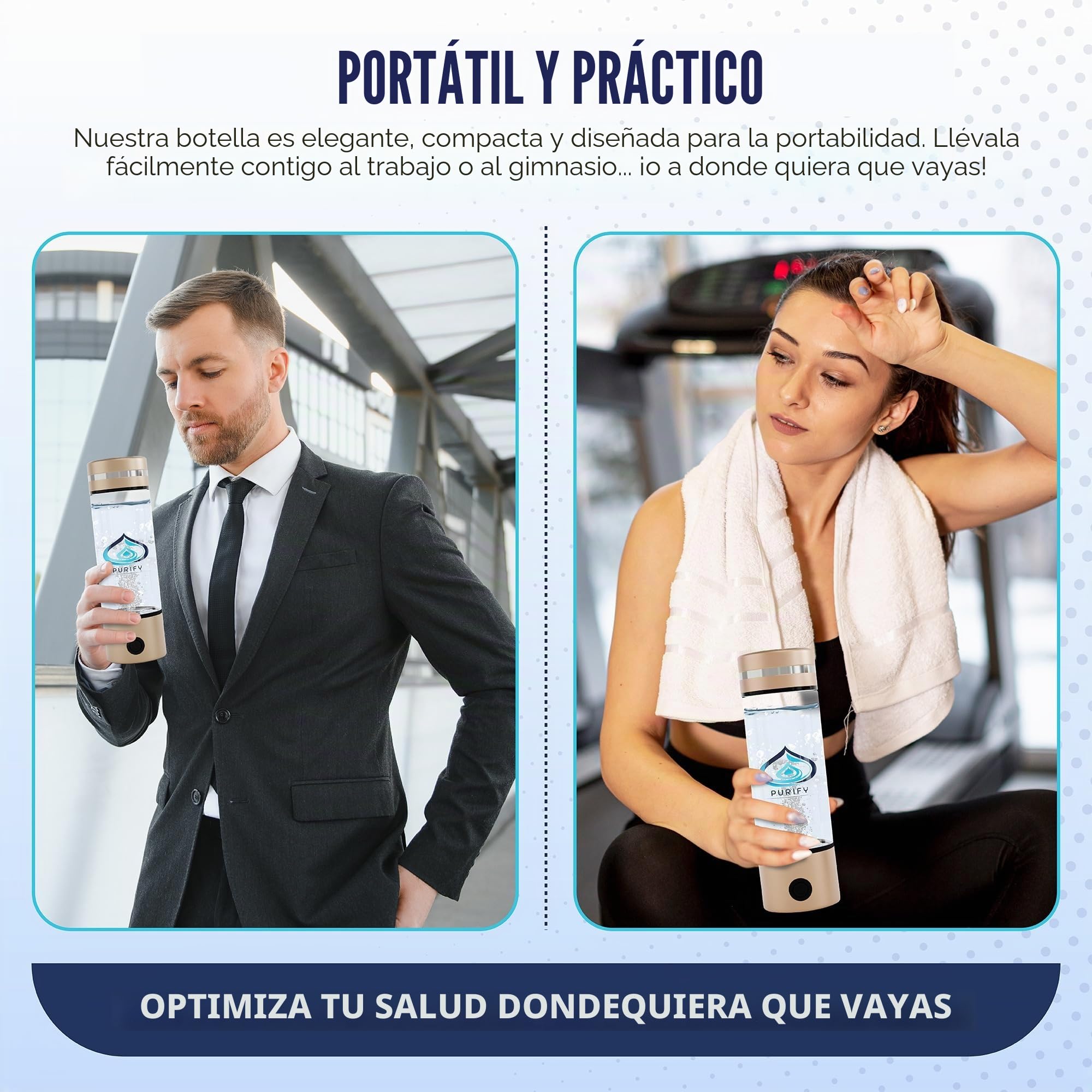 PURIFY™ - Botella de agua de hidrógeno, generador de agua de hidrógeno de 330 ml, máquina con tecnología SPE/PEM de platino