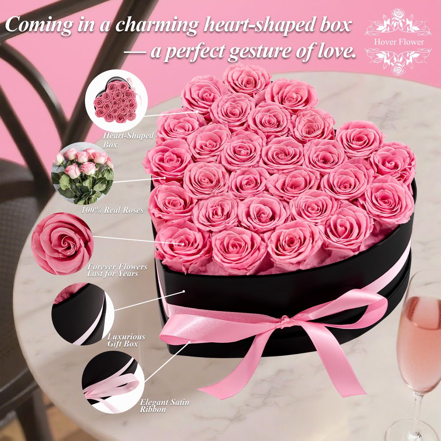 27 Forever Preserved Flowers in a Box, Vanlentines Day Gifts for Her, Eternal Roses Flowers for Delivery Prime, Birthday Gifts for Women Mom Grandma Wife (Pink) - Image 4