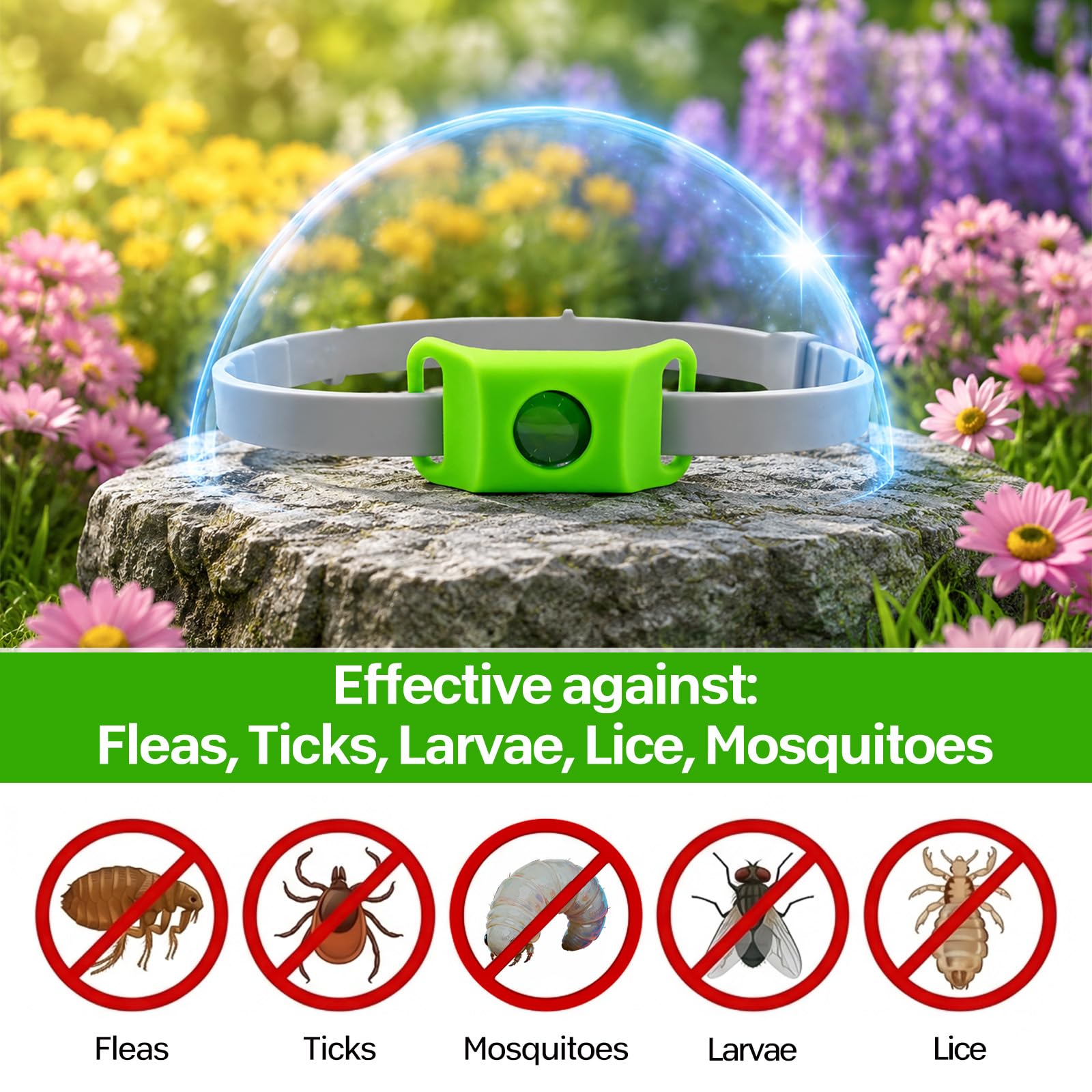 ZVD Pets Collier Anti Puce et Tique Naturel pour Chien, Répulsif aux Huiles Essentielles avec 2 Capsules Remplaçables, Collier Réglable sans Contact Direct Peau, Compatible AirTag (Noir)